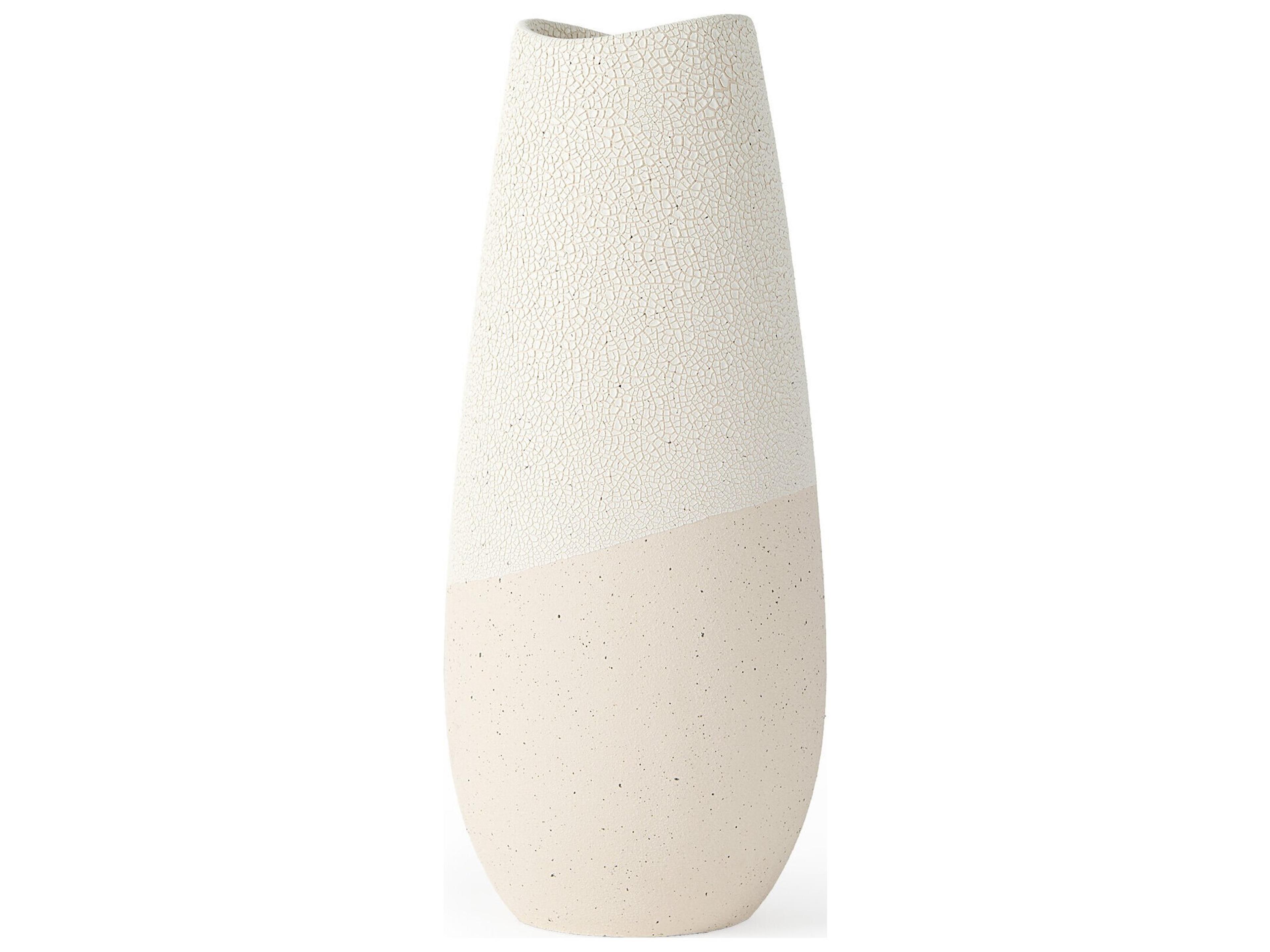 Salar 5.9L x 5.9W x 14.0H Cream Conical Crackled Ceramic Vase