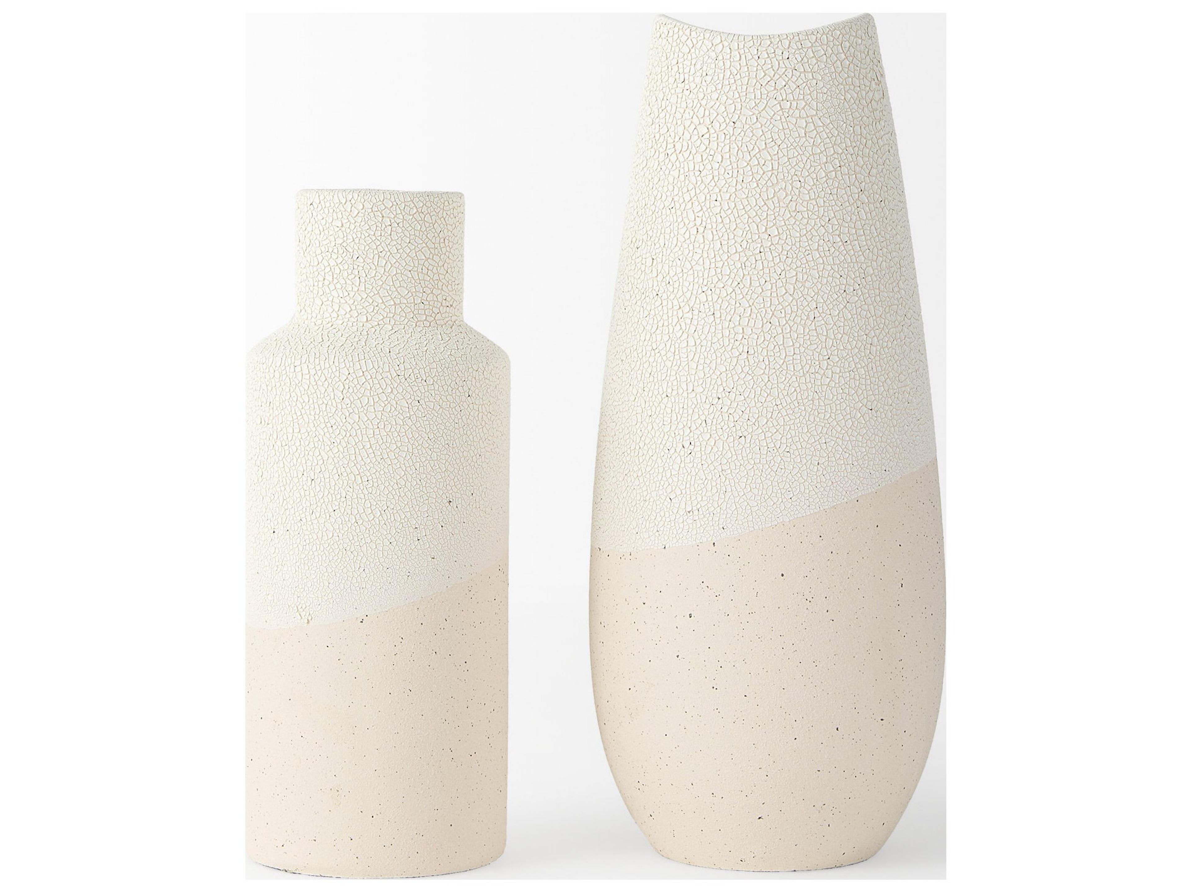 Mercana Salar 5.9L x 5.9W x 14.0H Cream Conical Crackled Ceramic Vase