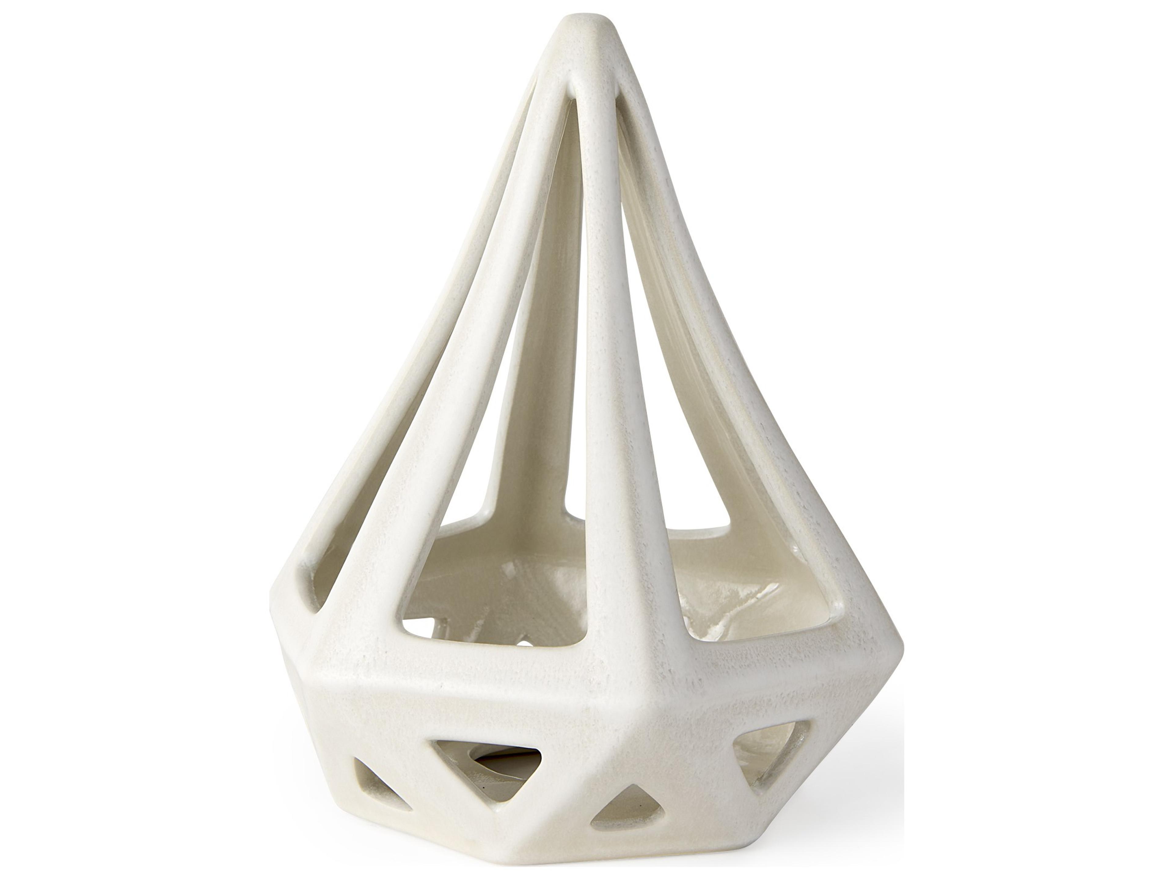 Hood  7.7L x 7.7W x 9.4H White Geometric Ceramic Object