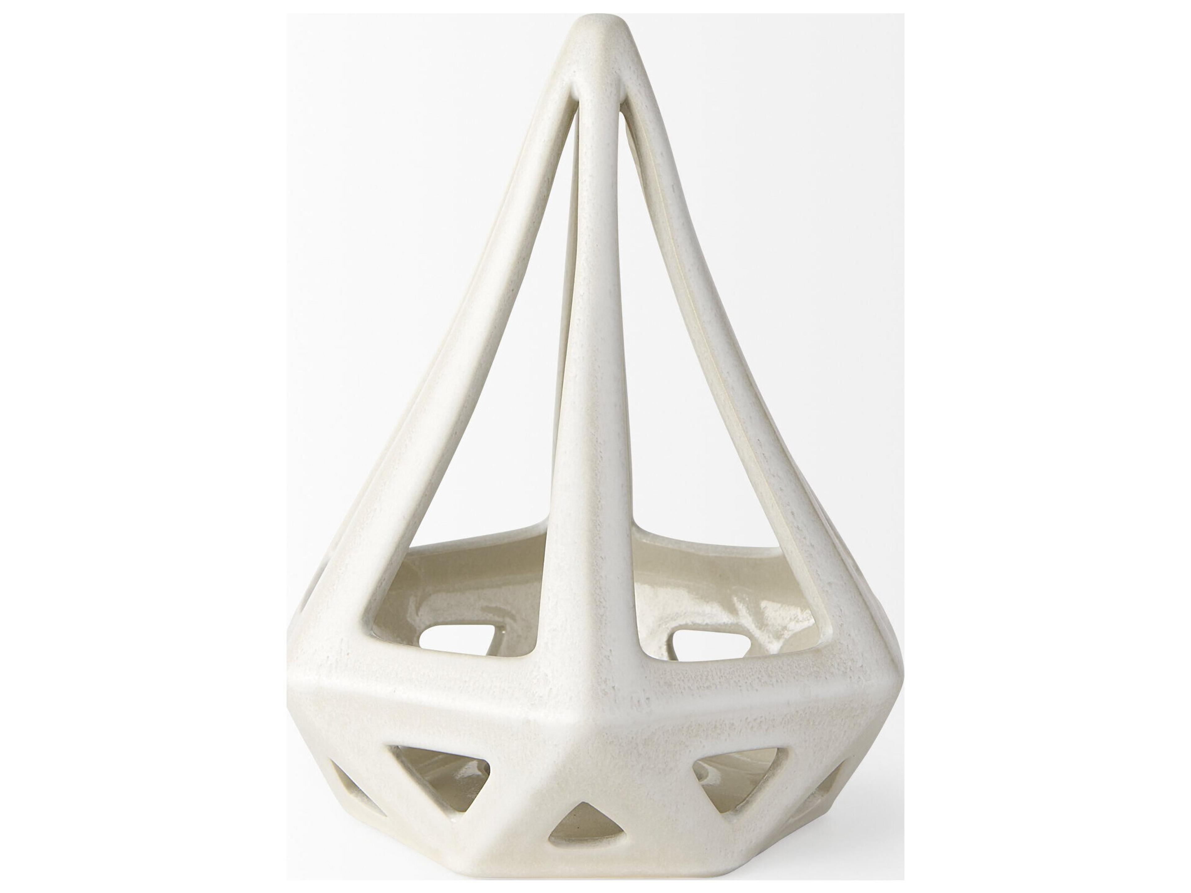 Mercana Hood  7.7L x 7.7W x 9.4H White Geometric Ceramic Object
