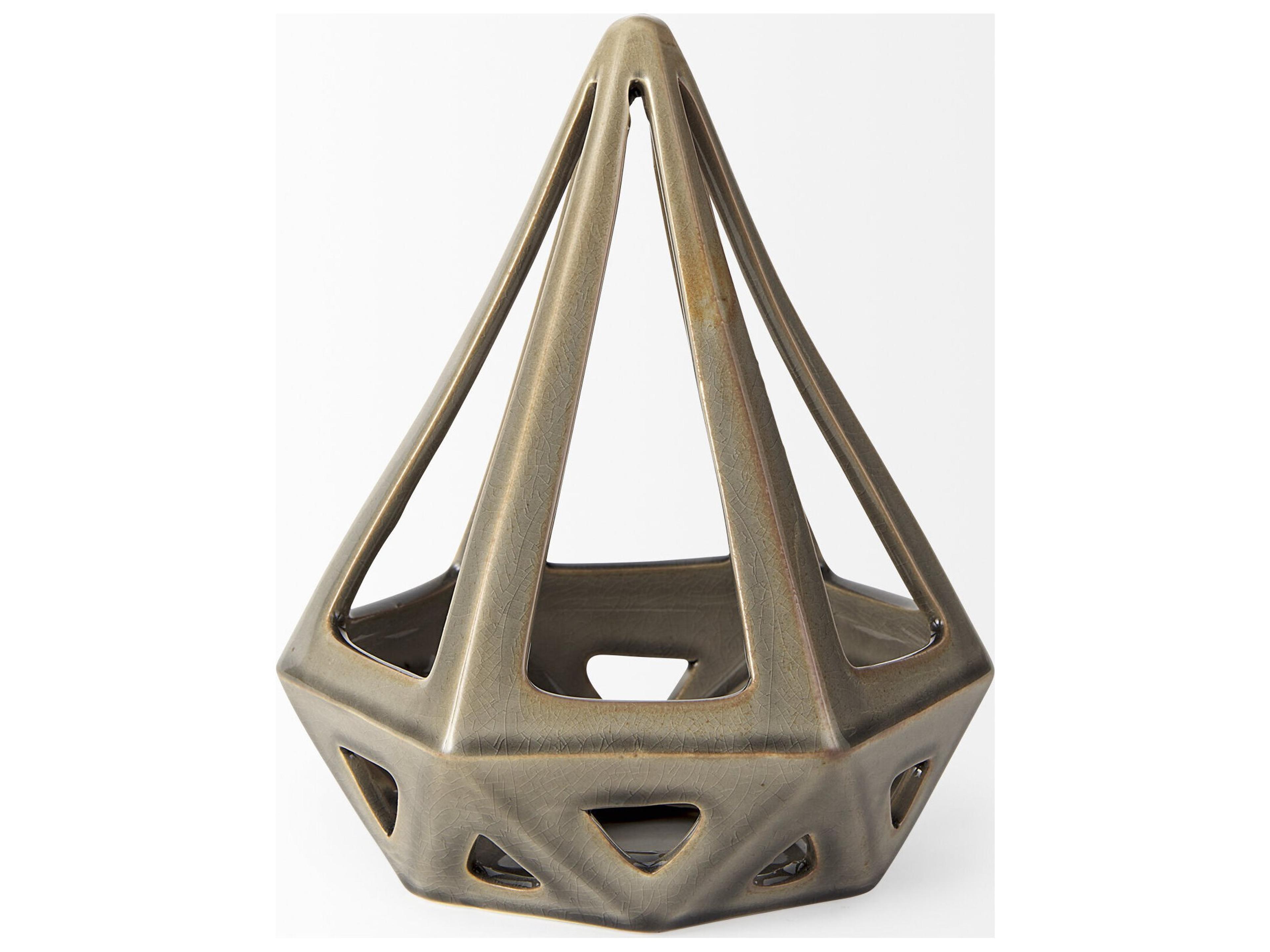 Mercana Hood 7.7L x 7.7W x 9.4H Bronze Geometric Ceramic Object
