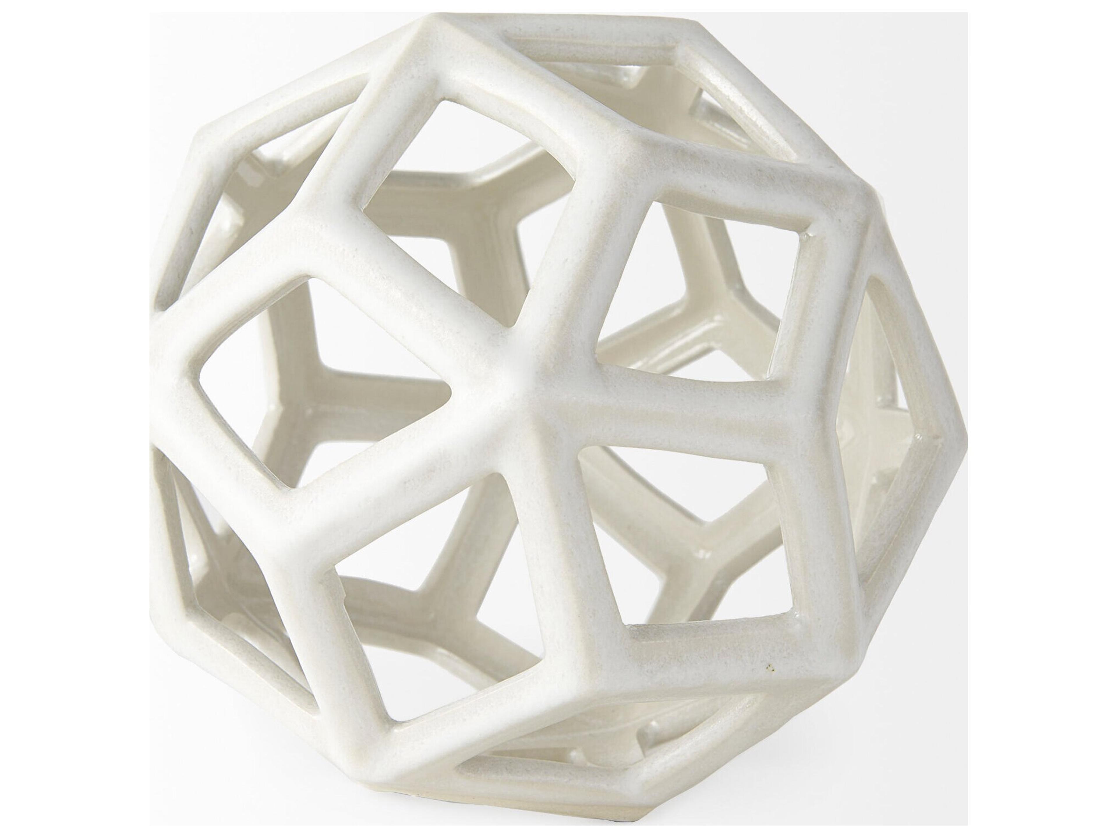 Mercana Geom 7.1L x 7.1W x 7.1H White Ceramic Geometric  Object