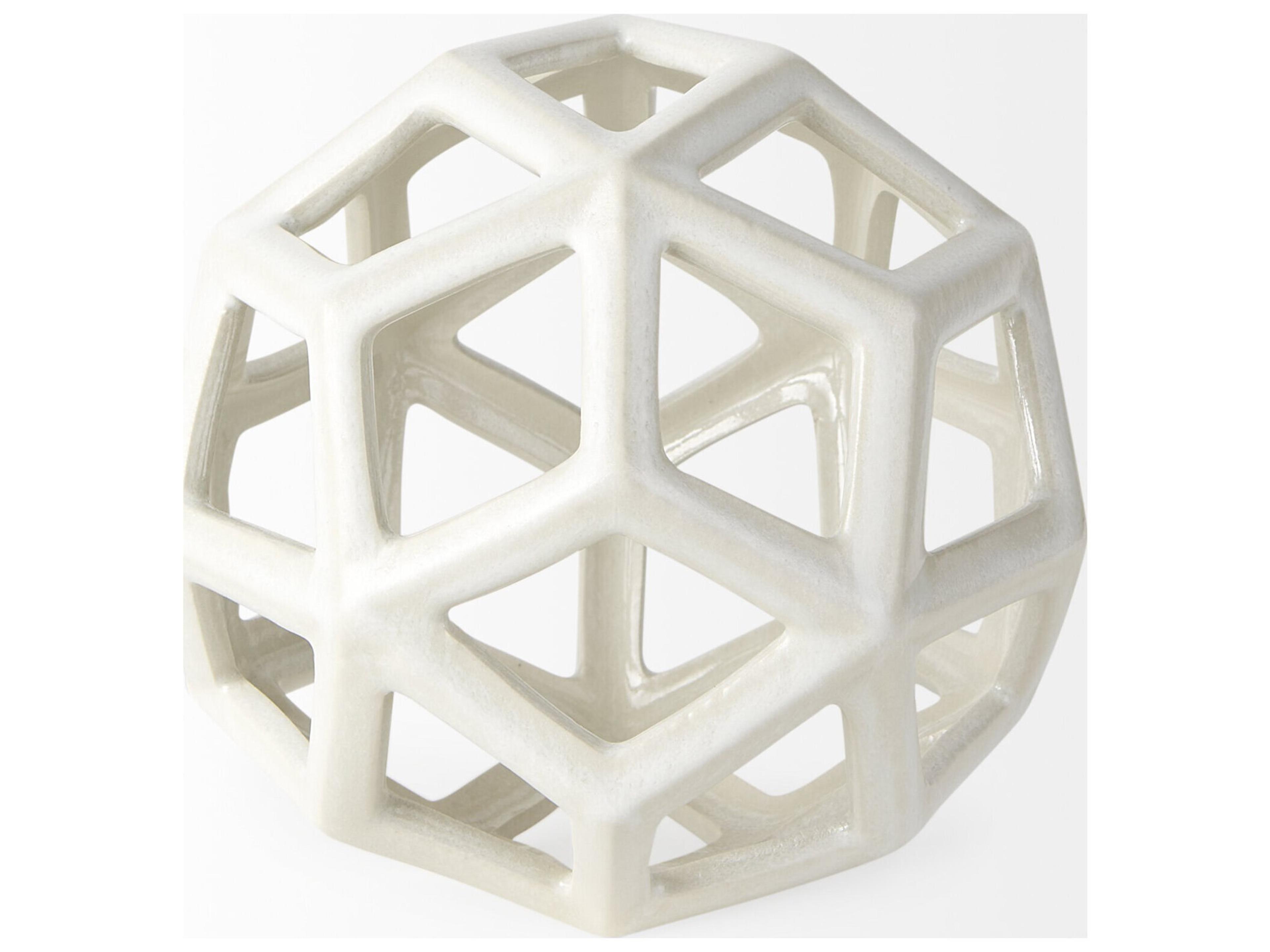 Mercana Geom 7.1L x 7.1W x 7.1H White Ceramic Geometric  Object