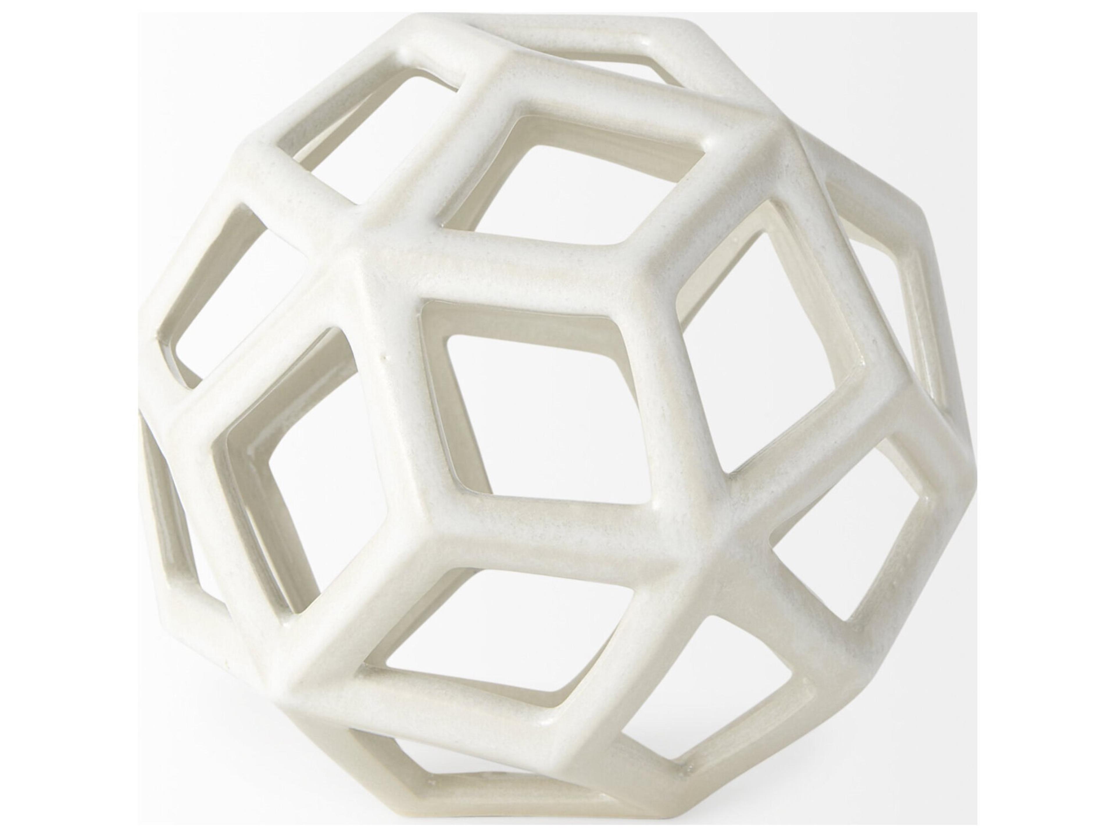 Mercana Geom 7.1L x 7.1W x 7.1H White Ceramic Geometric  Object