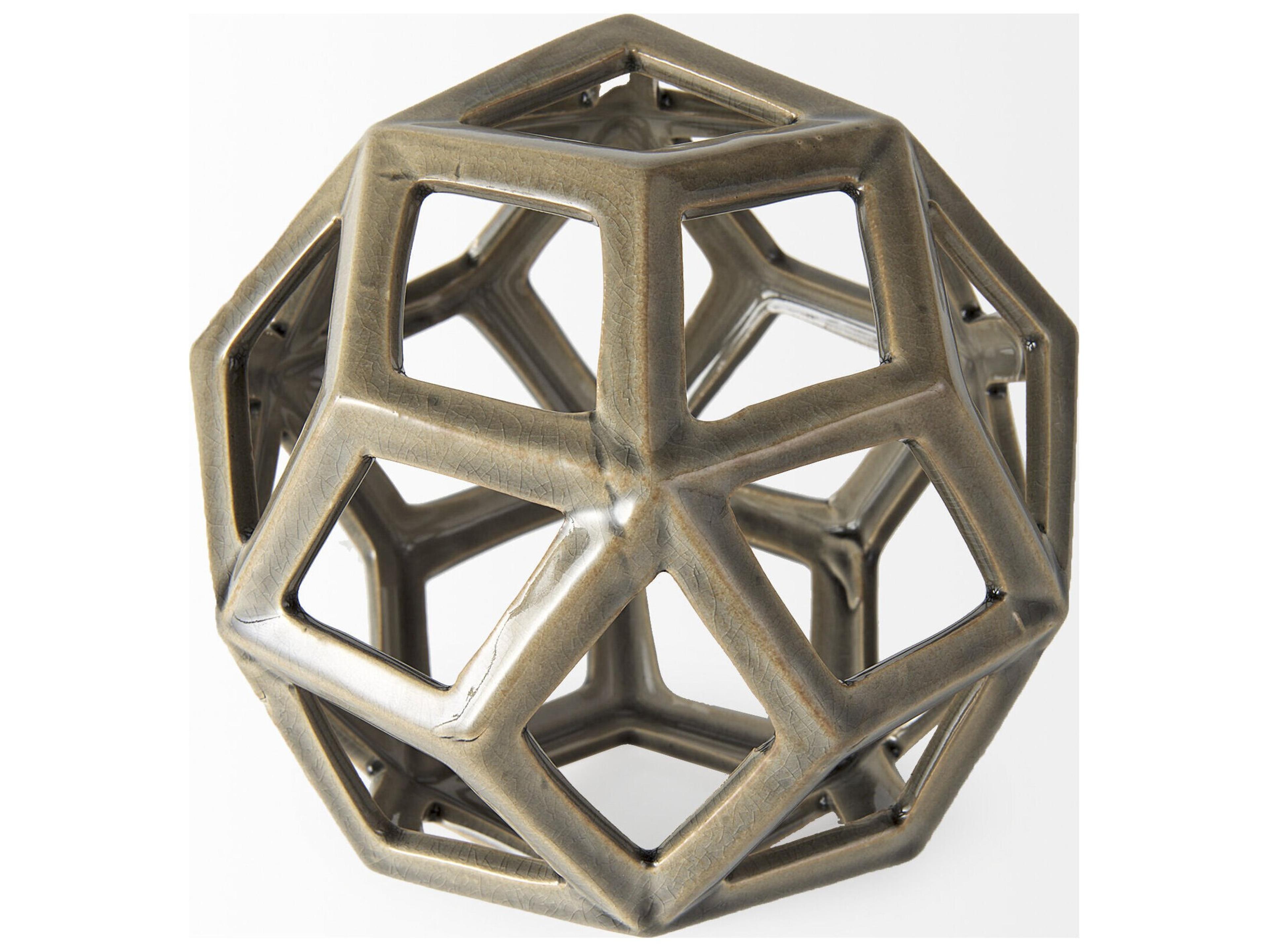 Mercana Geom 7.1L x 7.1W x 7.1H Tan Ceramic Geometric Object