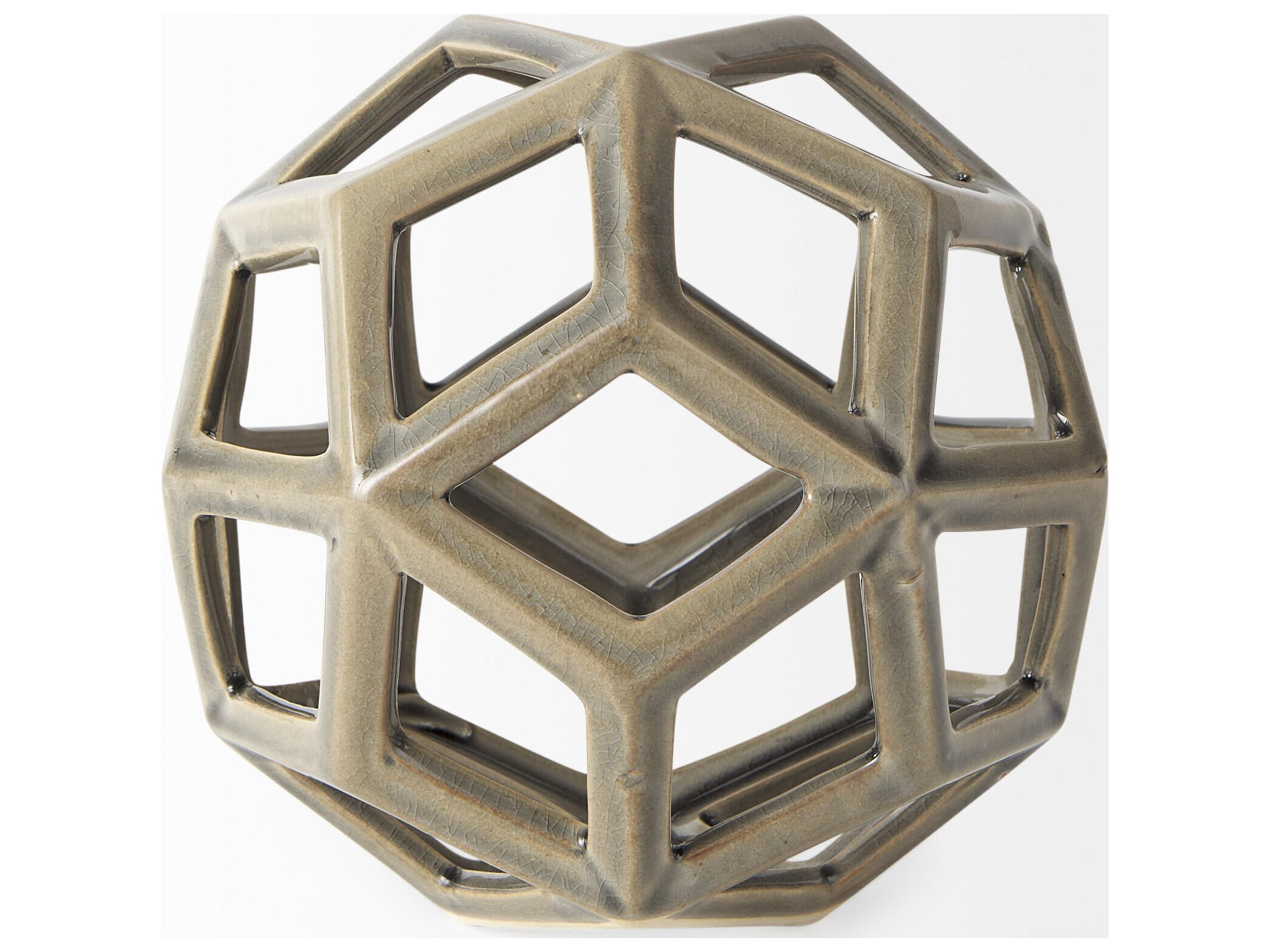 Mercana Geom 7.1L x 7.1W x 7.1H Tan Ceramic Geometric Object