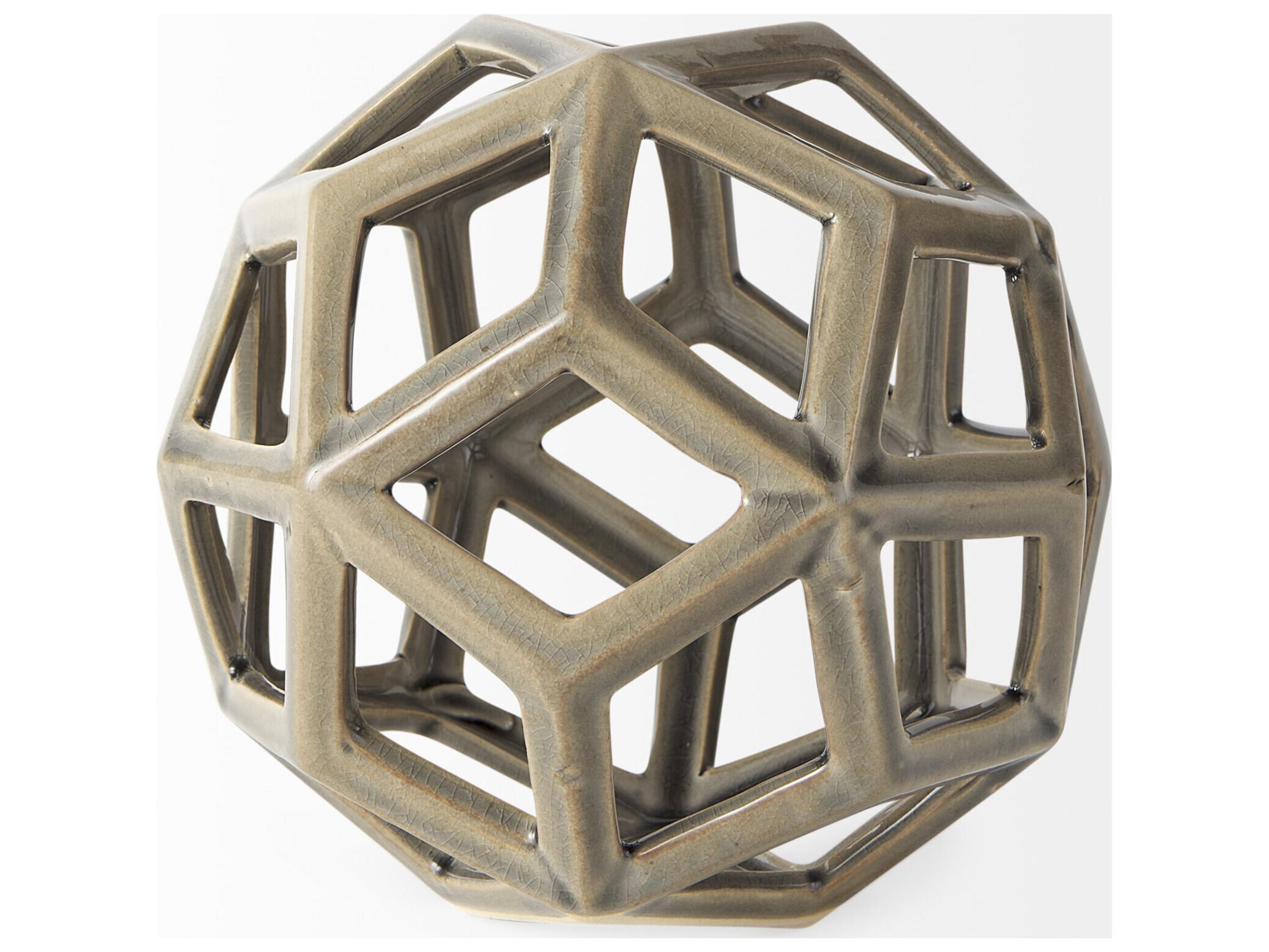 Mercana Geom 7.1L x 7.1W x 7.1H Tan Ceramic Geometric Object