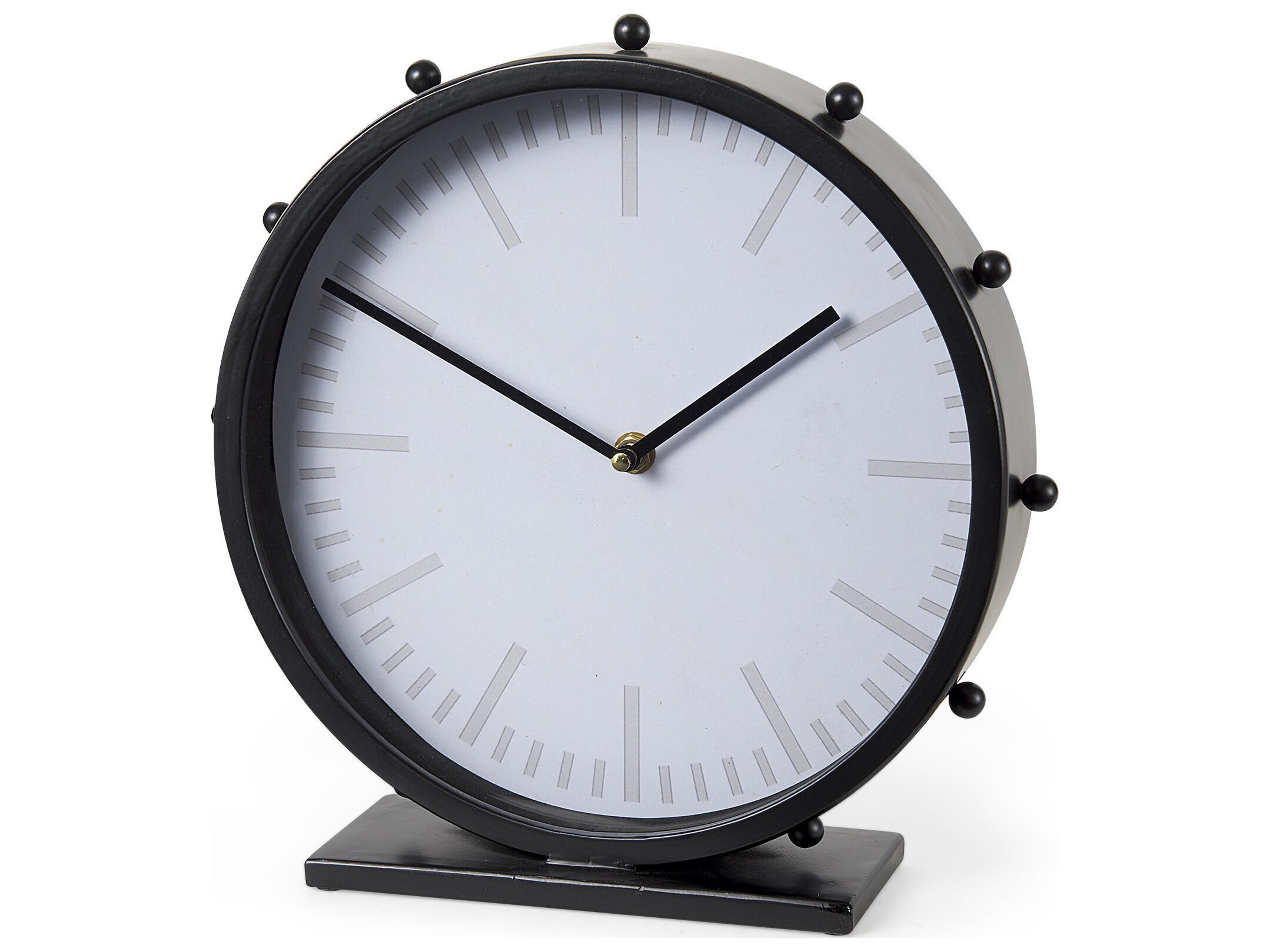Marian 11.0L x 3.1W x 11.0H Black Studded Round Table Clock