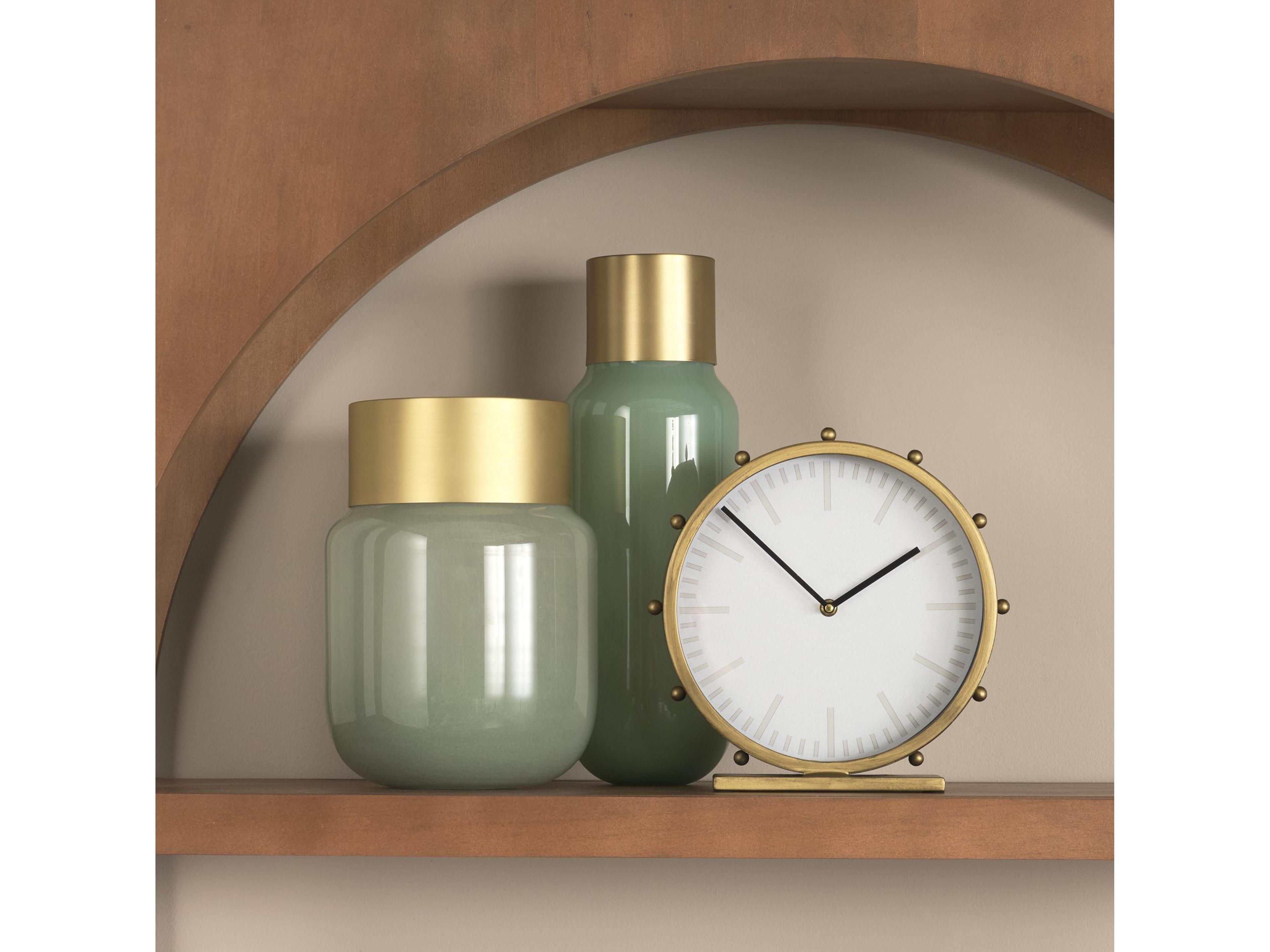 Mercana Marian 11.0L x 3.1W x 11.0H Gold Metal W/Studs Round Table Clock