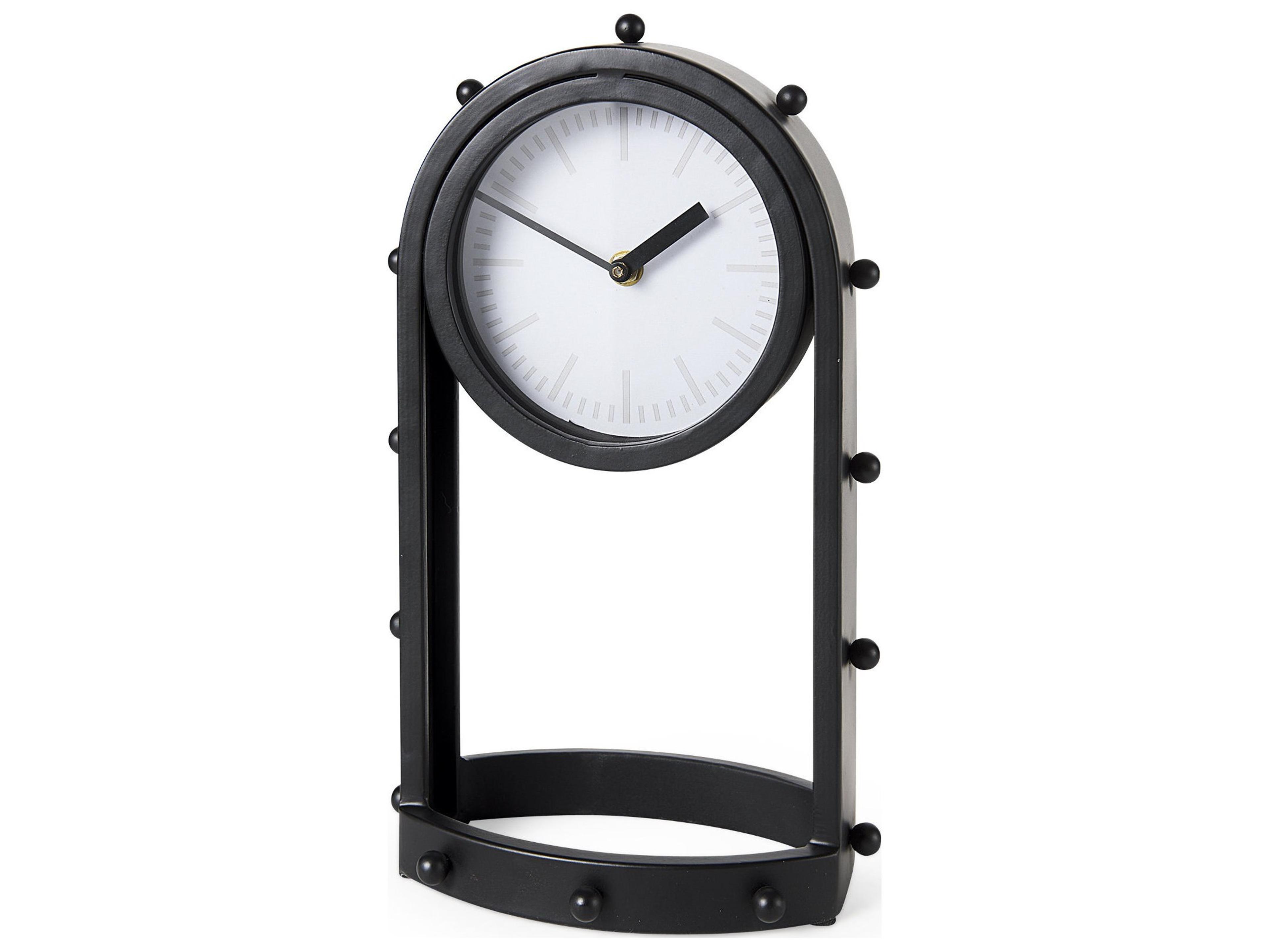 Marian 7.5L x 5.7W x 13.0H Black Studded  Table Clock