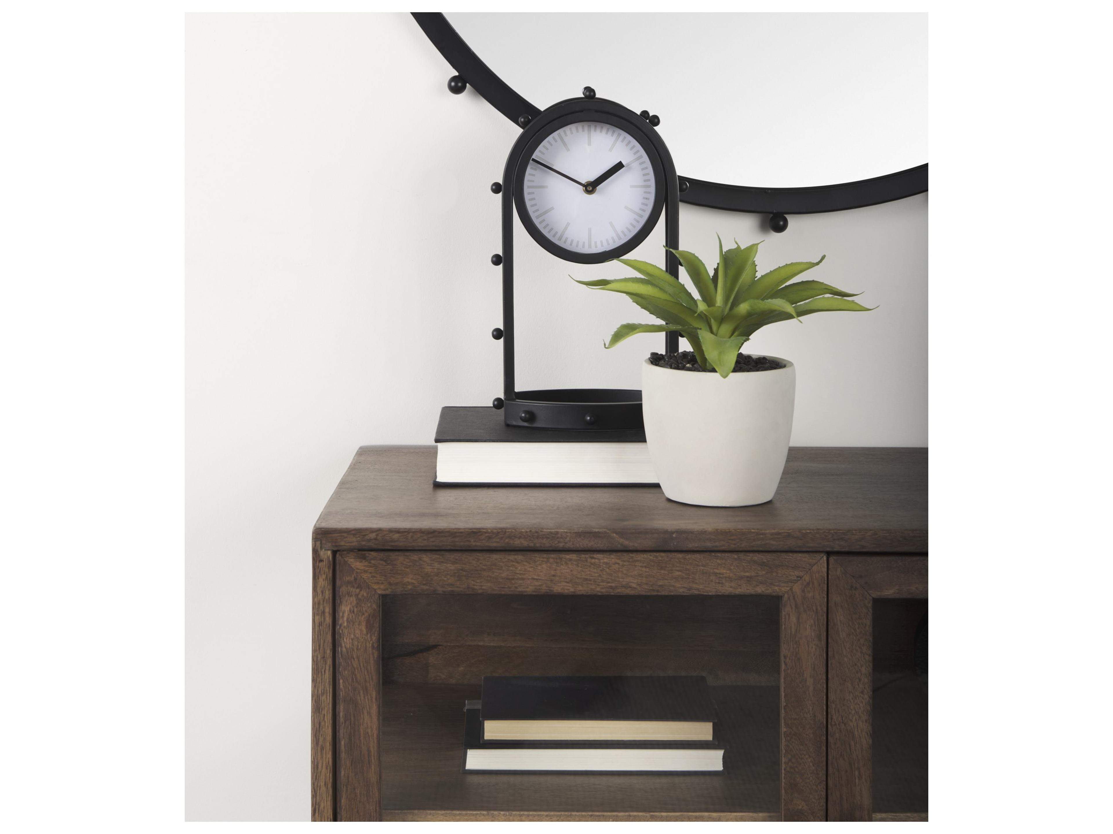 Mercana Marian 7.5L x 5.7W x 13.0H Black Studded  Table Clock