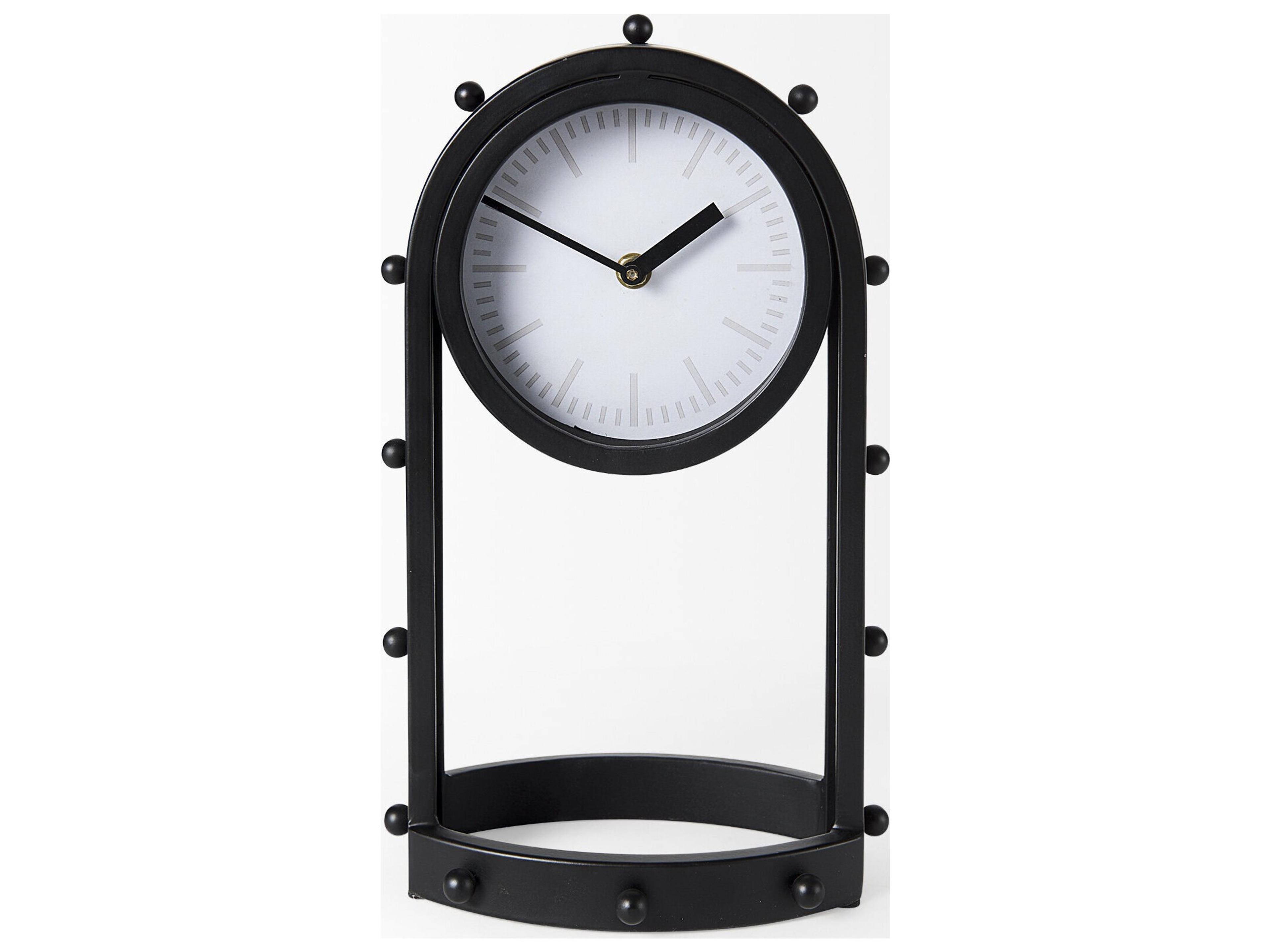 Mercana Marian 7.5L x 5.7W x 13.0H Black Studded  Table Clock