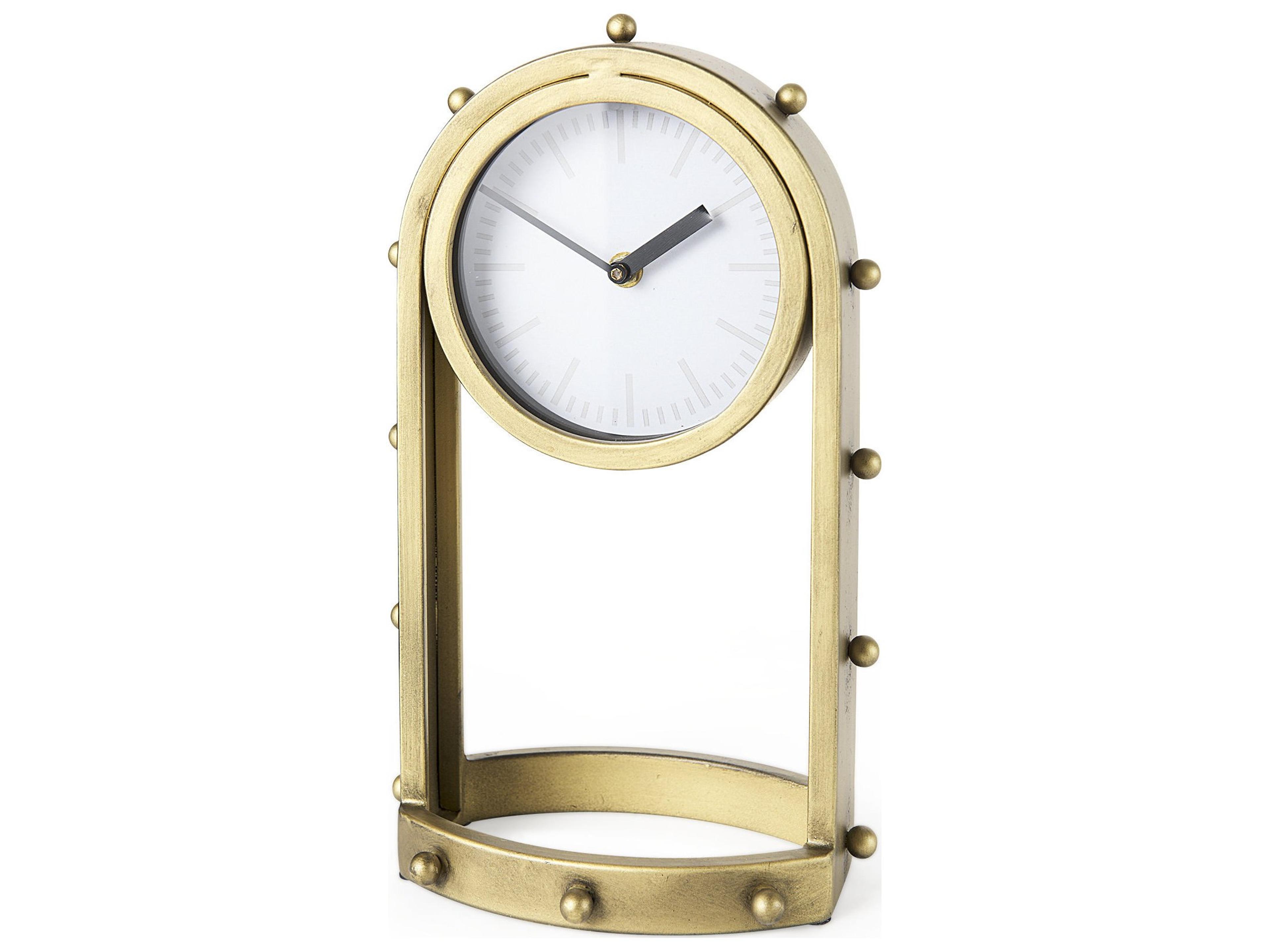 Marian 7.5L x 5.7W x 13.0H Gold Studded Table Clock