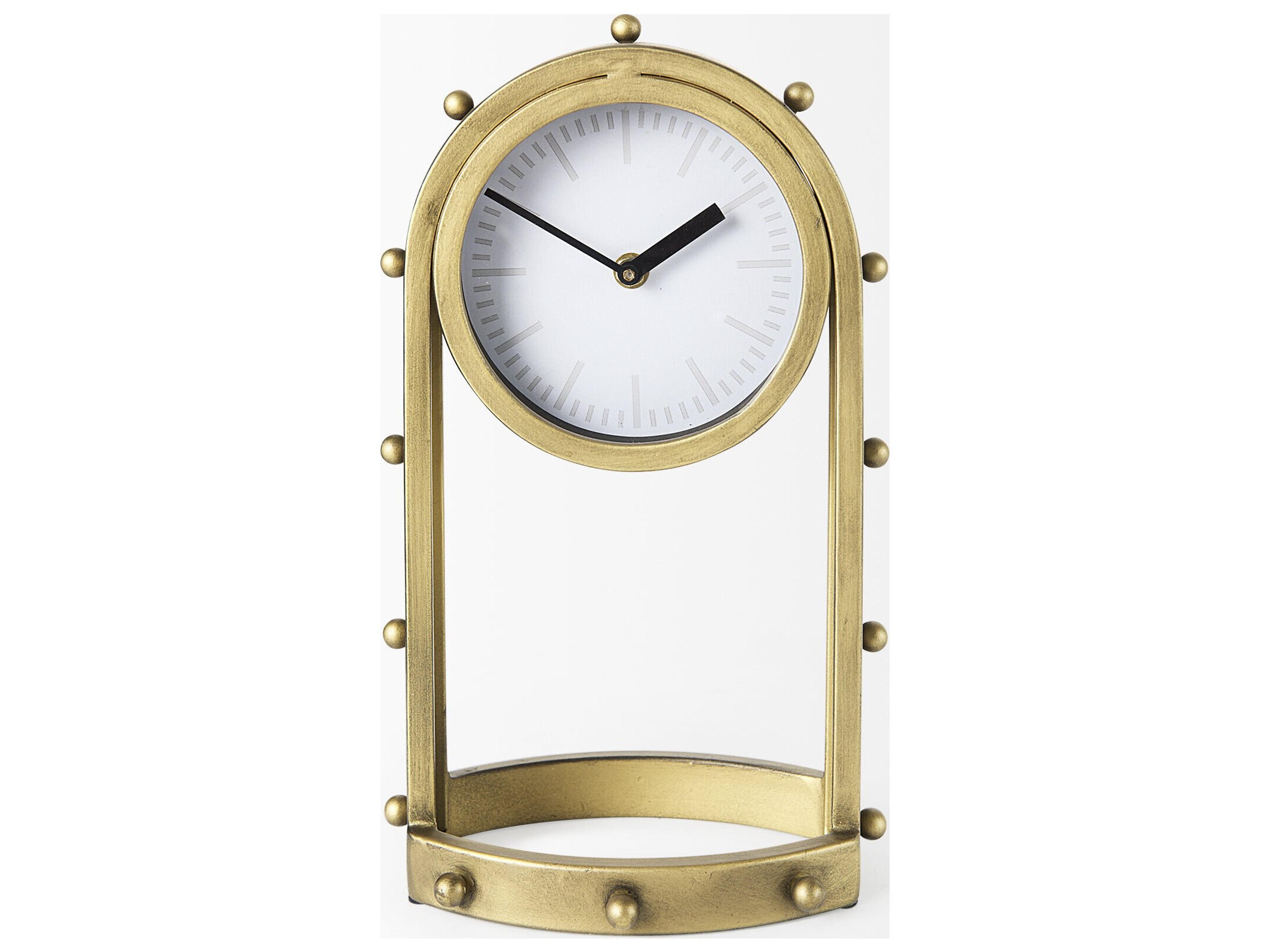 Mercana Marian 7.5L x 5.7W x 13.0H Gold Studded Table Clock