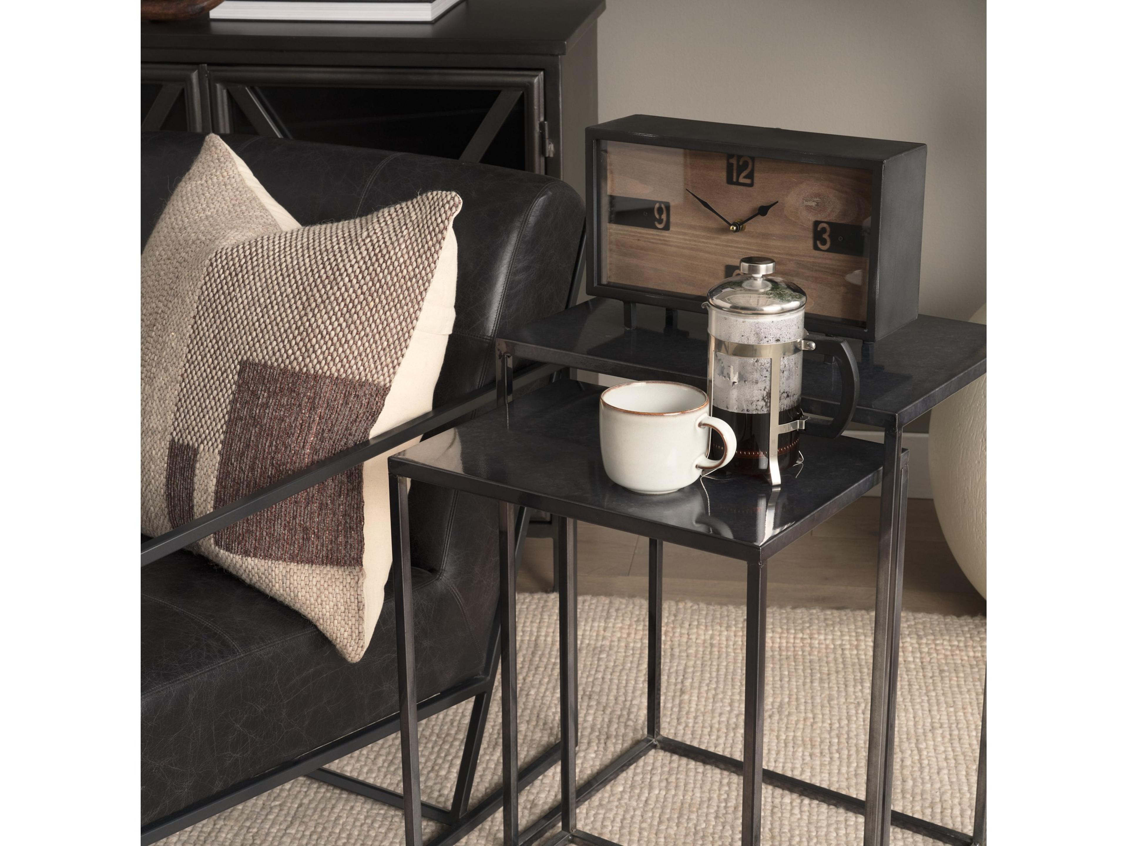 Mercana Harvey 13.0L x 4.5W x 8.1H Black Metal and Wood Rectangular Table Clock