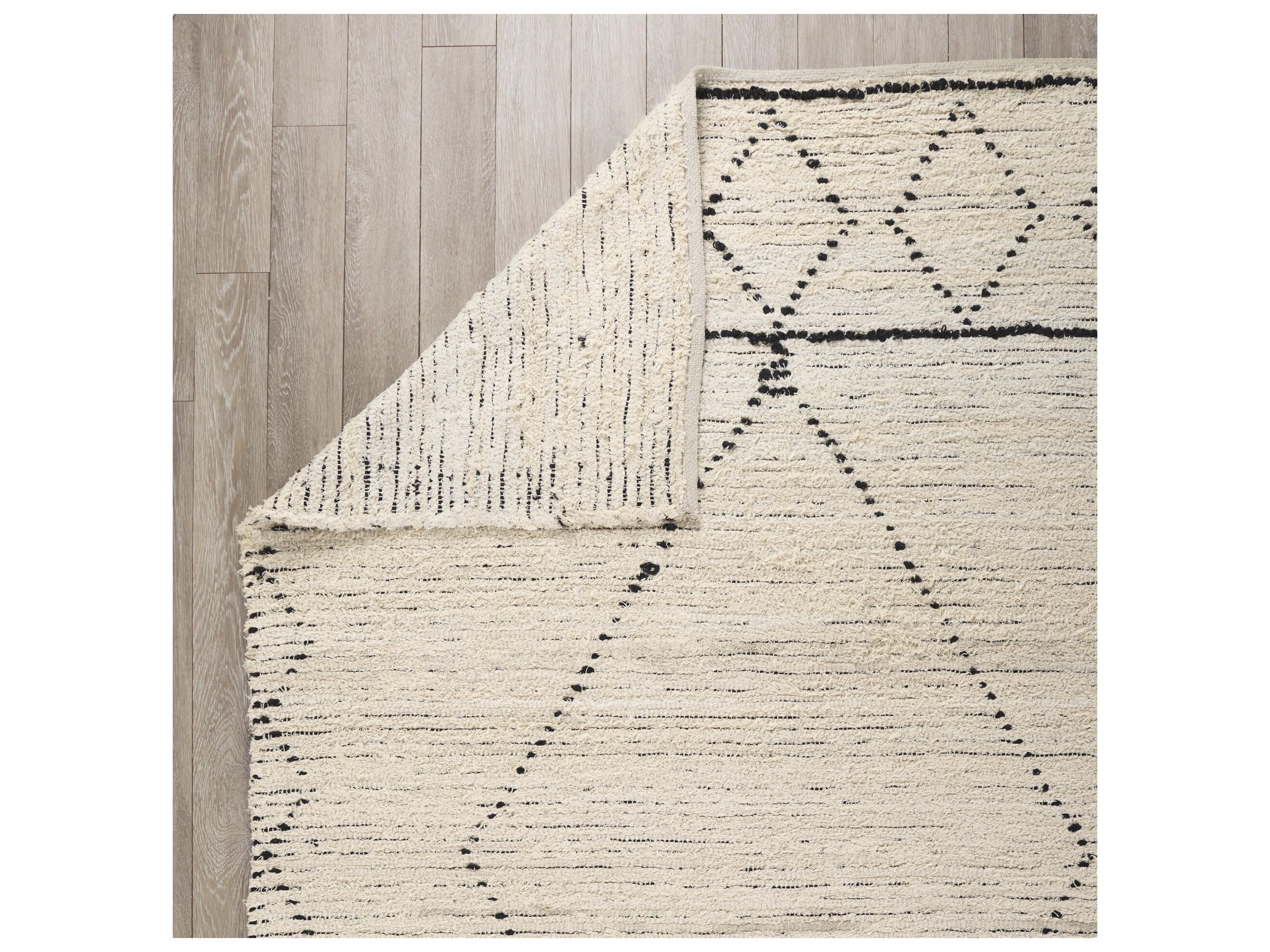 Mercana Calvert 8x10 Gray Cotton Hand Woven Diamond Patterned Rug