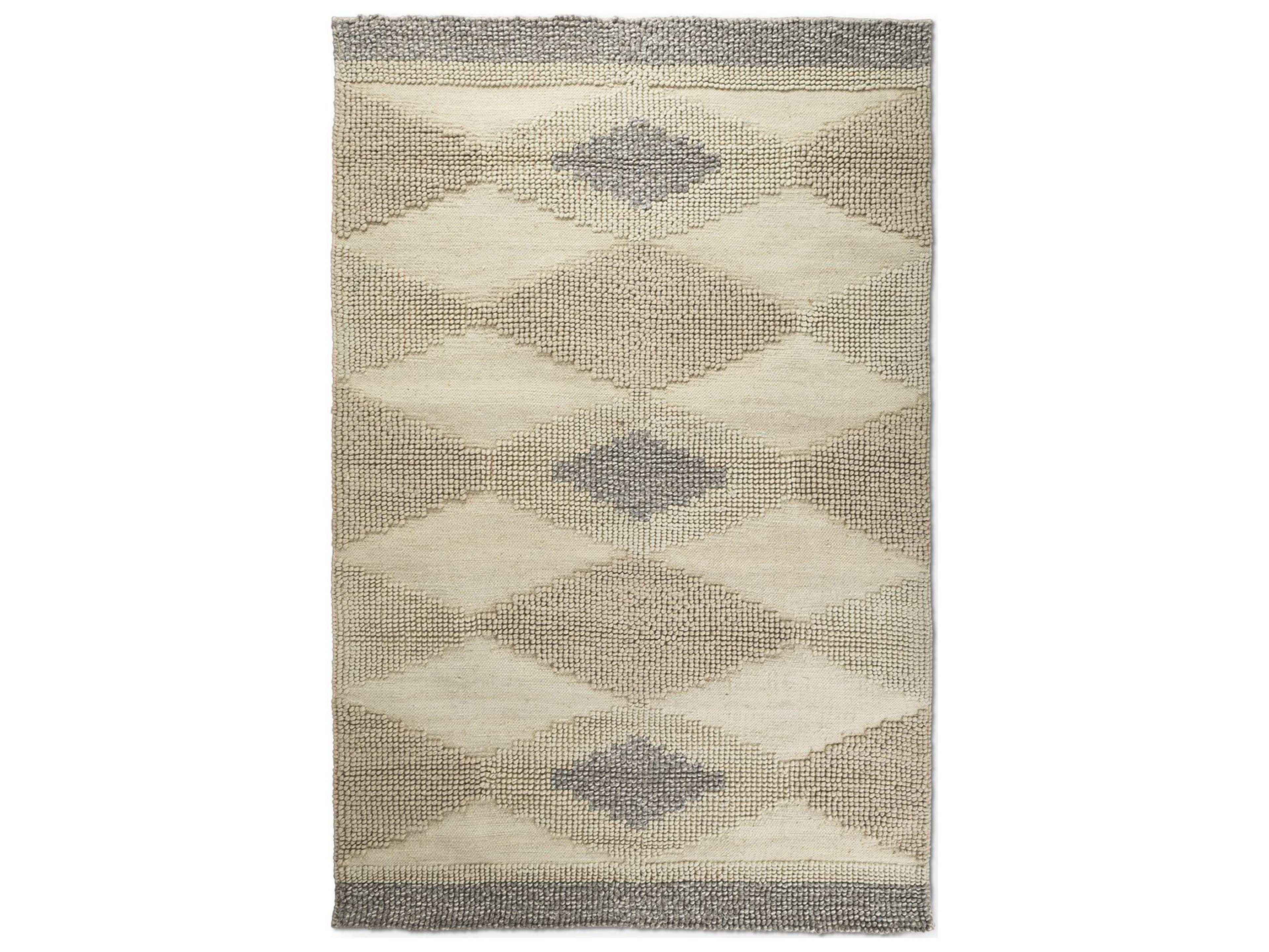 Emory 5x8 Gray Wool Hand Woven Diamond Patterned Rug