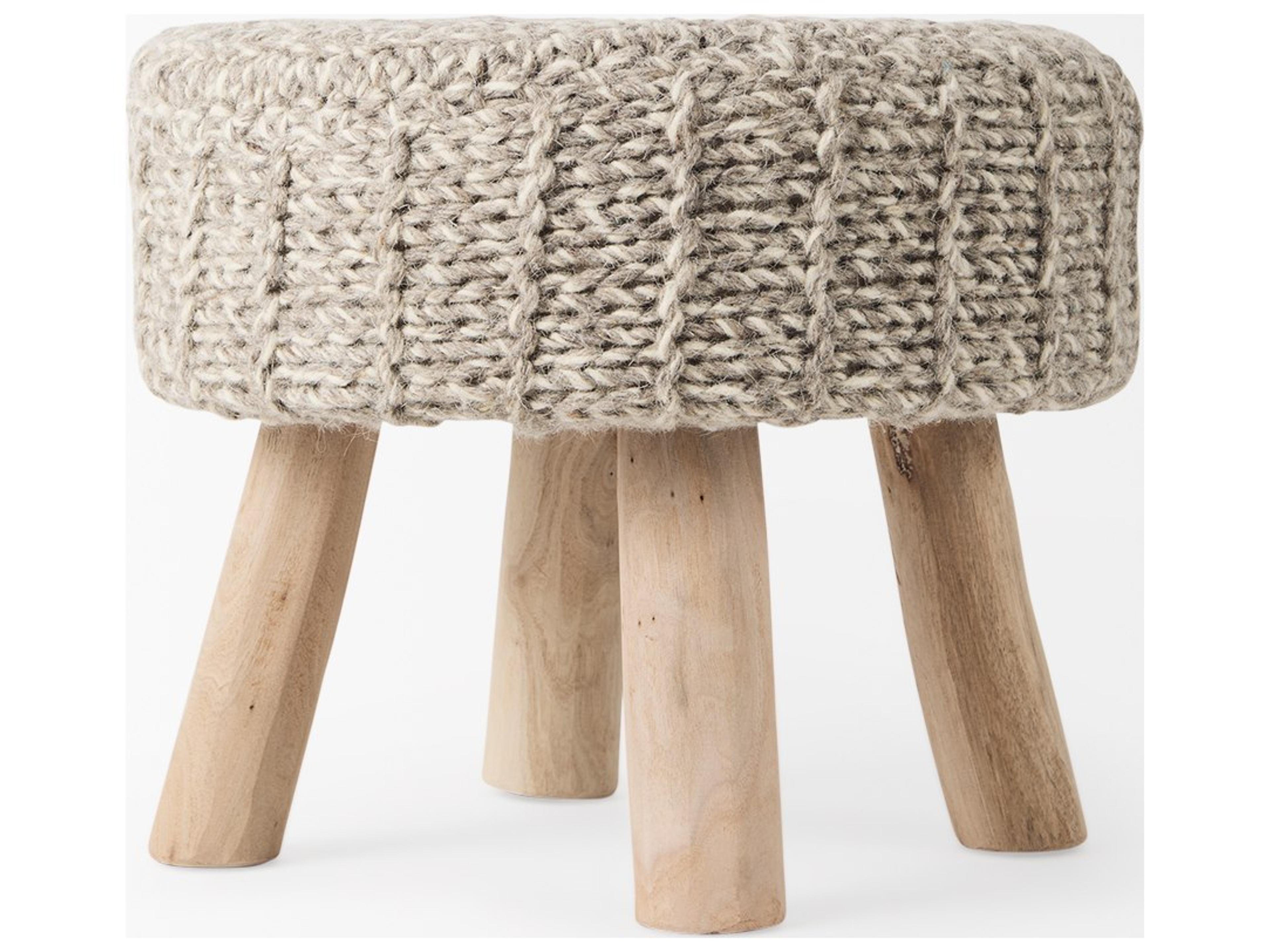 Mercana Bina 19.0L x 19.0W x 15.0H Taupe 4 Legged Wool Stool