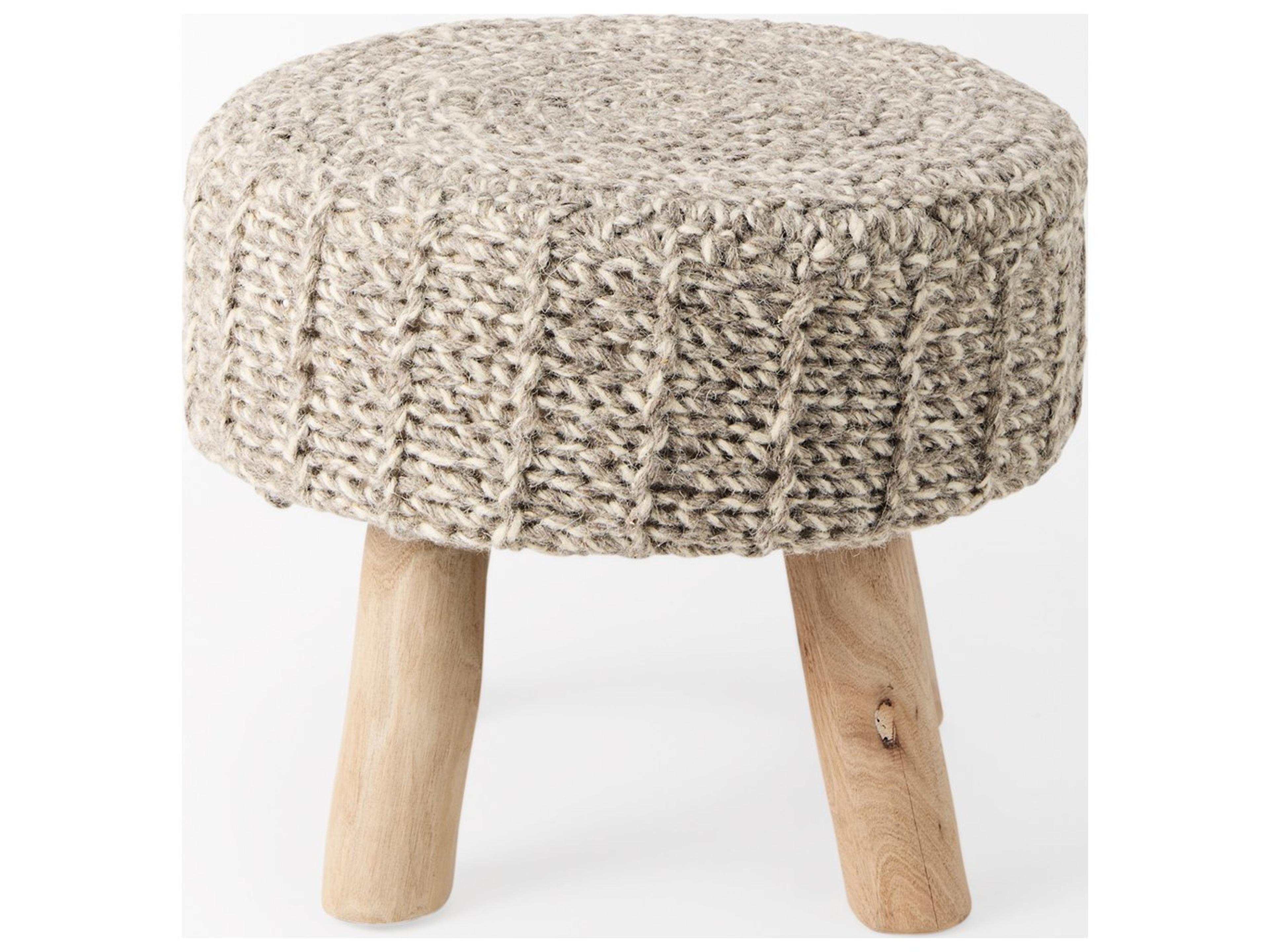 Mercana Bina 19.0L x 19.0W x 15.0H Taupe 4 Legged Wool Stool