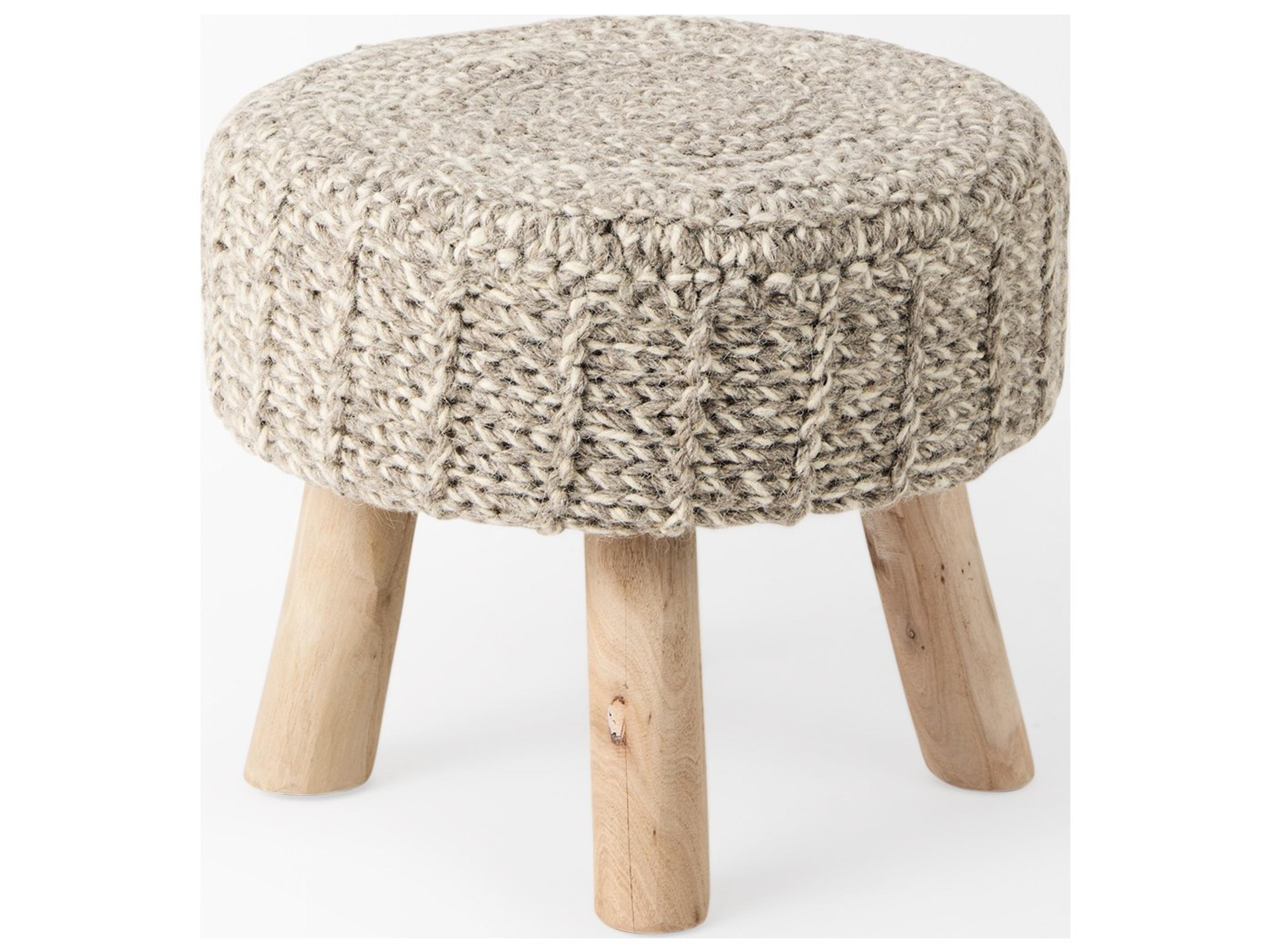 Mercana Bina 19.0L x 19.0W x 15.0H Taupe 4 Legged Wool Stool