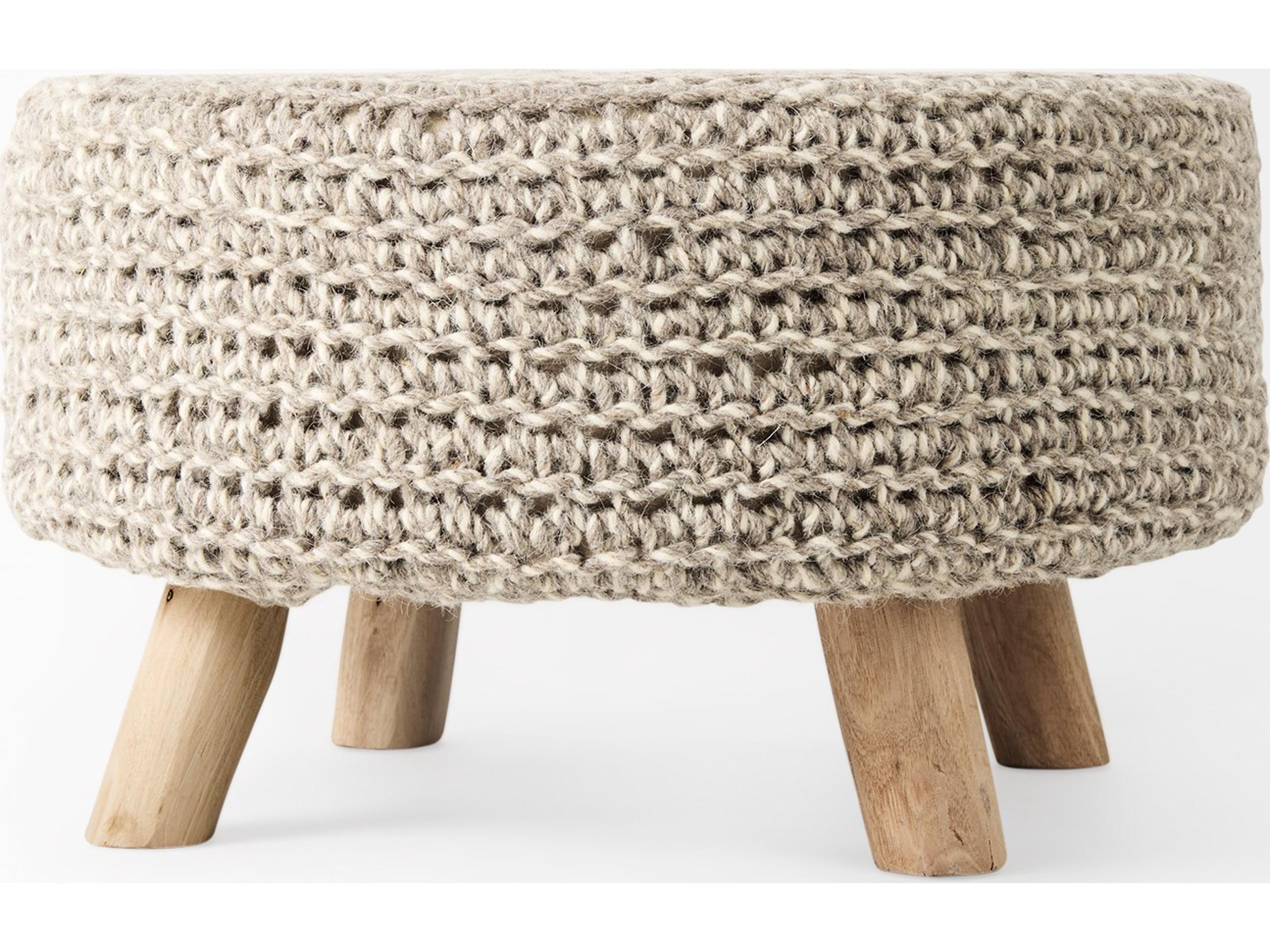 Mercana Bina  24.0L x 24.0W x 14.0H Light Gray 4 Legged Wool Stool