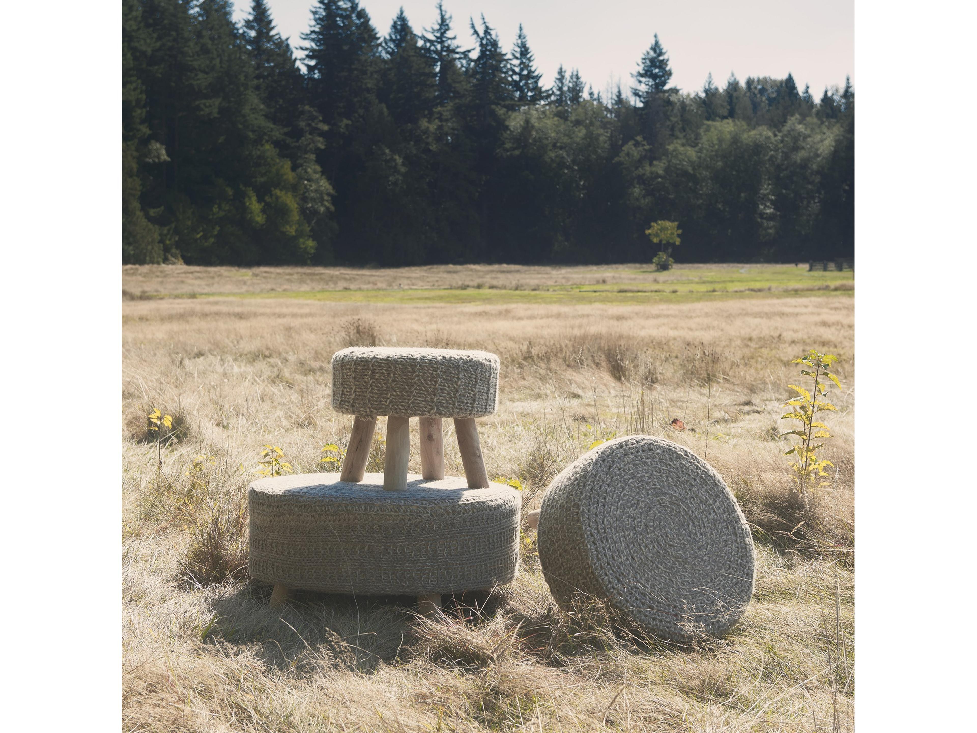 Mercana Bina  24.0L x 24.0W x 14.0H Light Gray 4 Legged Wool Stool