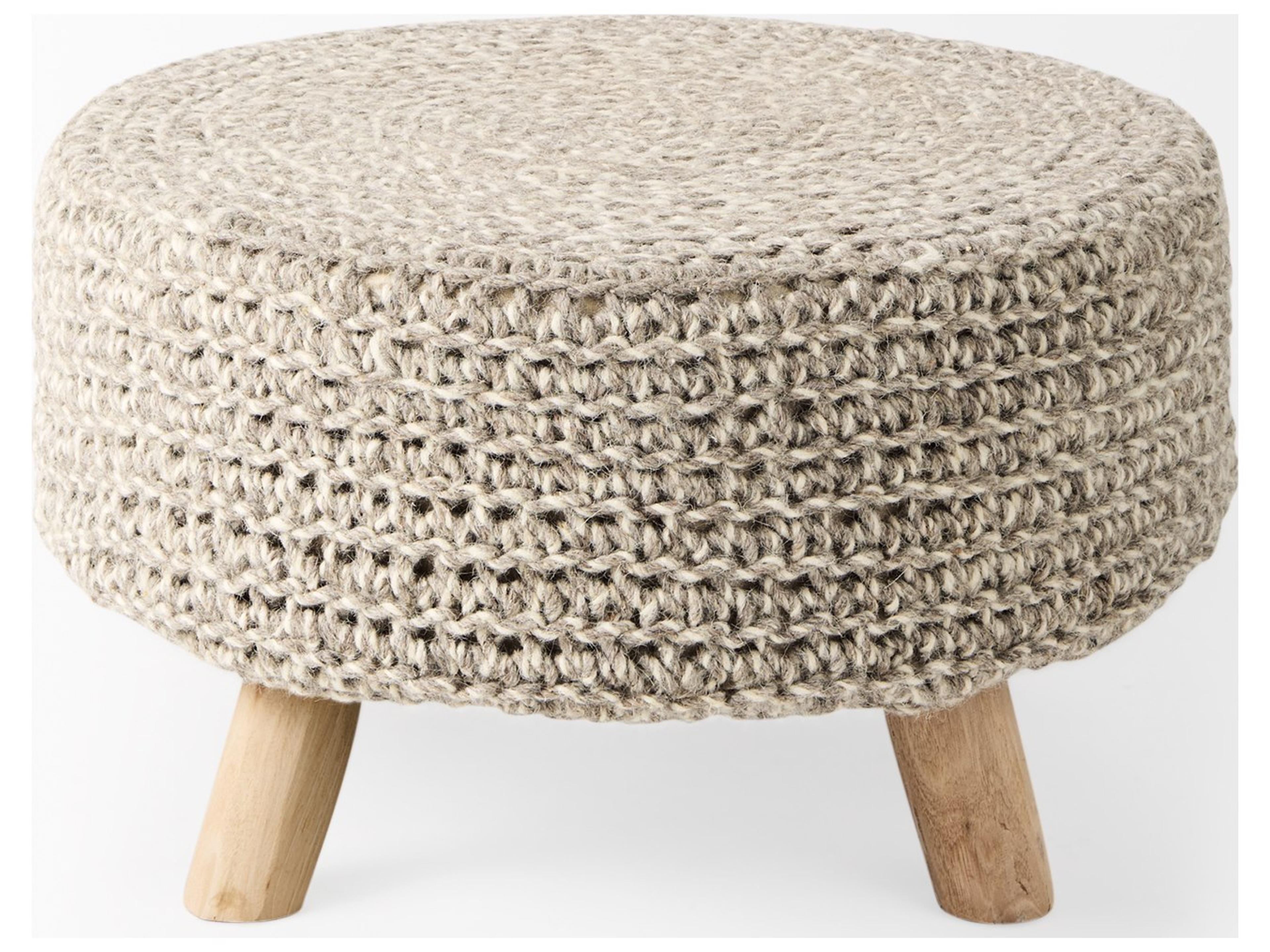 Mercana Bina  24.0L x 24.0W x 14.0H Light Gray 4 Legged Wool Stool