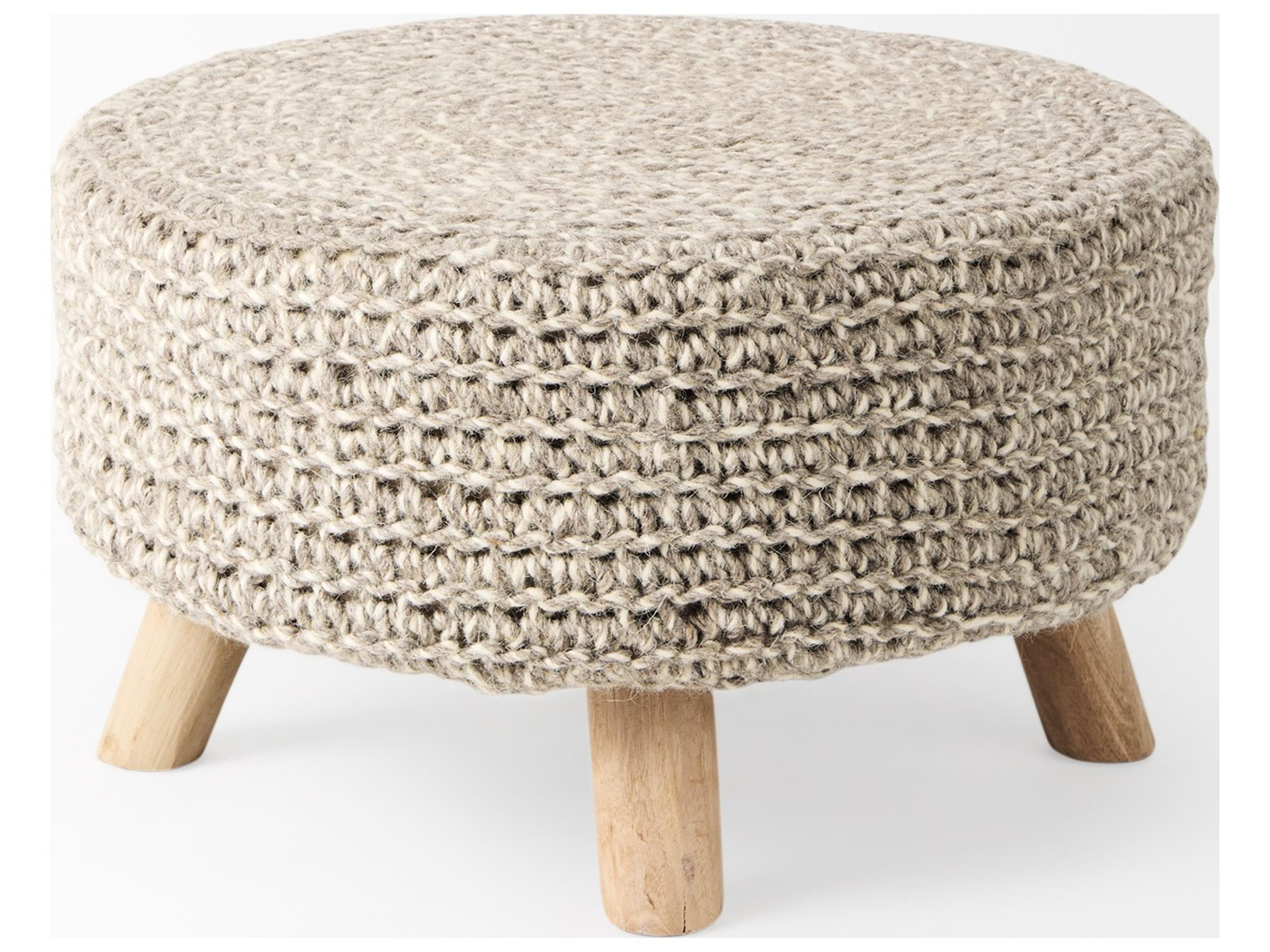 Mercana Bina  24.0L x 24.0W x 14.0H Light Gray 4 Legged Wool Stool
