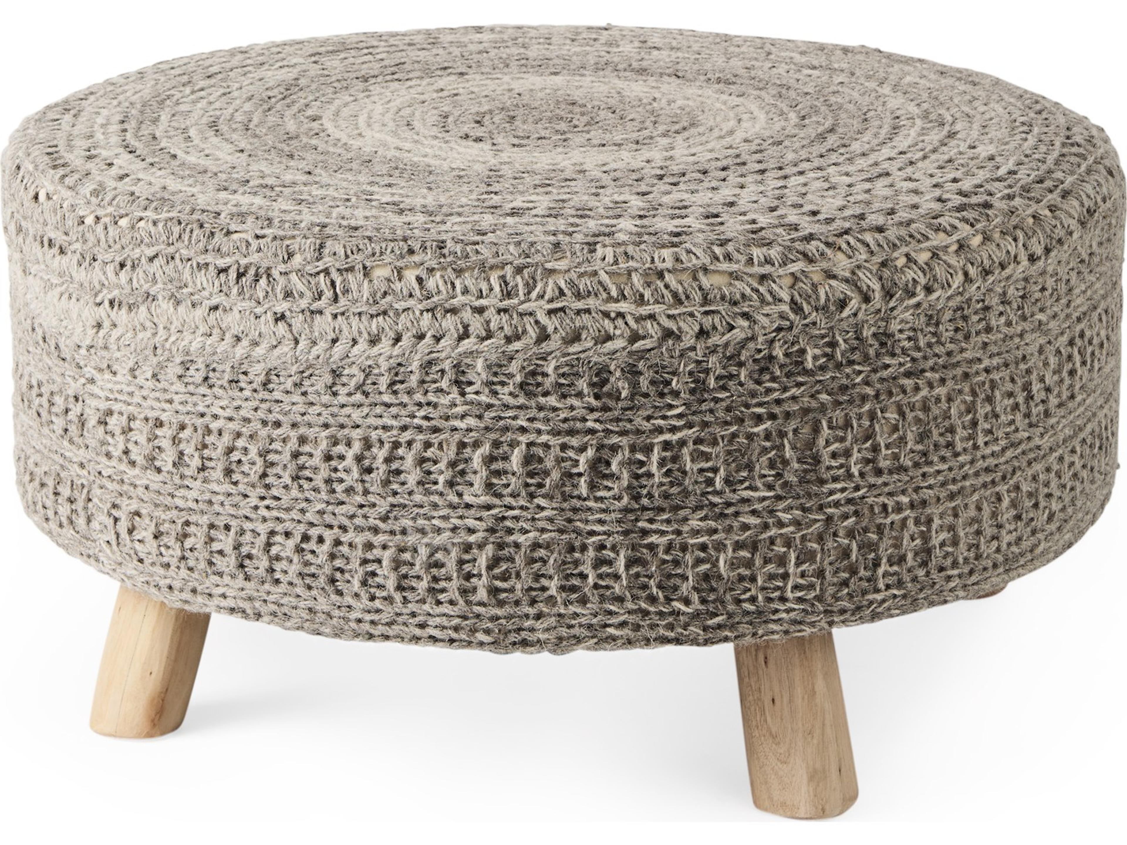 Bina 30.0L x 30.0W x 15.0H Dark Gray 4 Legged Wool Stool