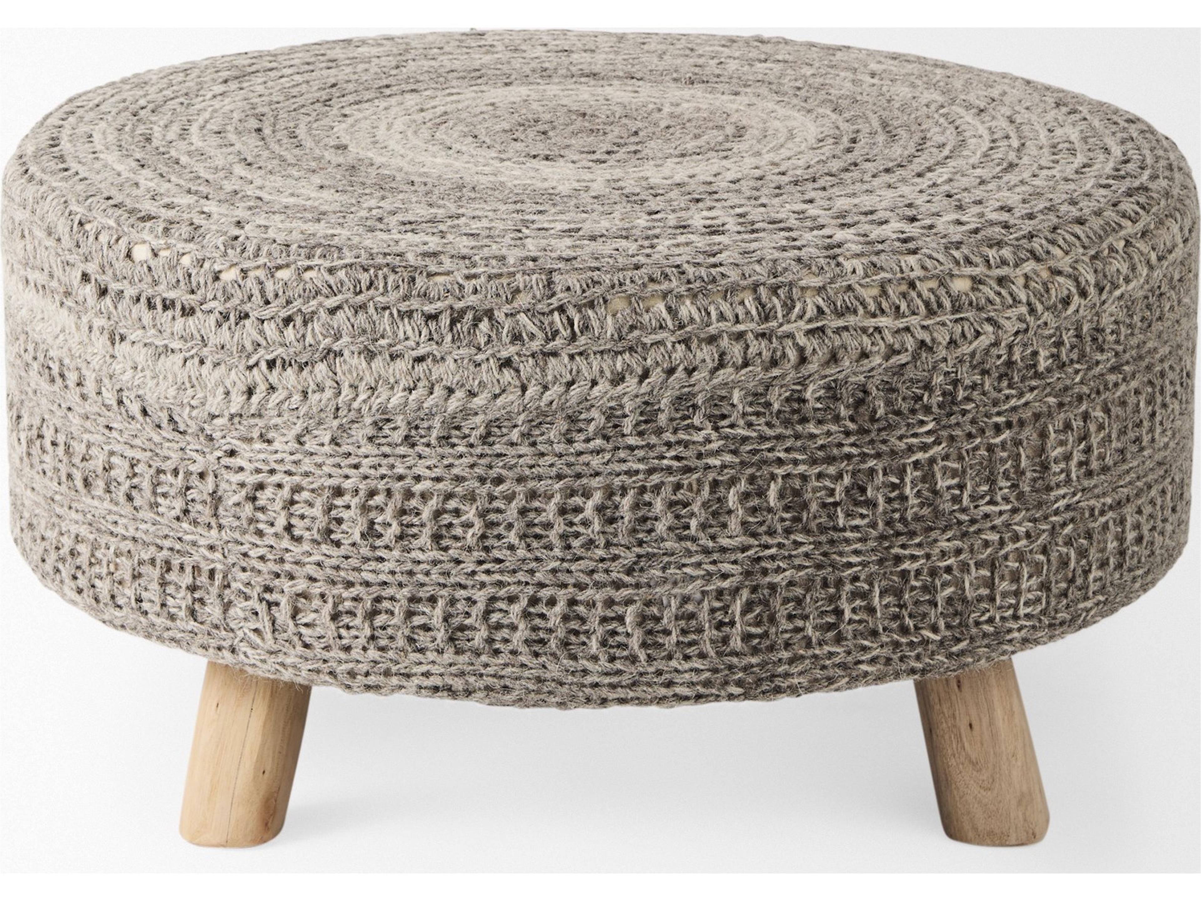 Mercana Bina 30.0L x 30.0W x 15.0H Dark Gray 4 Legged Wool Stool