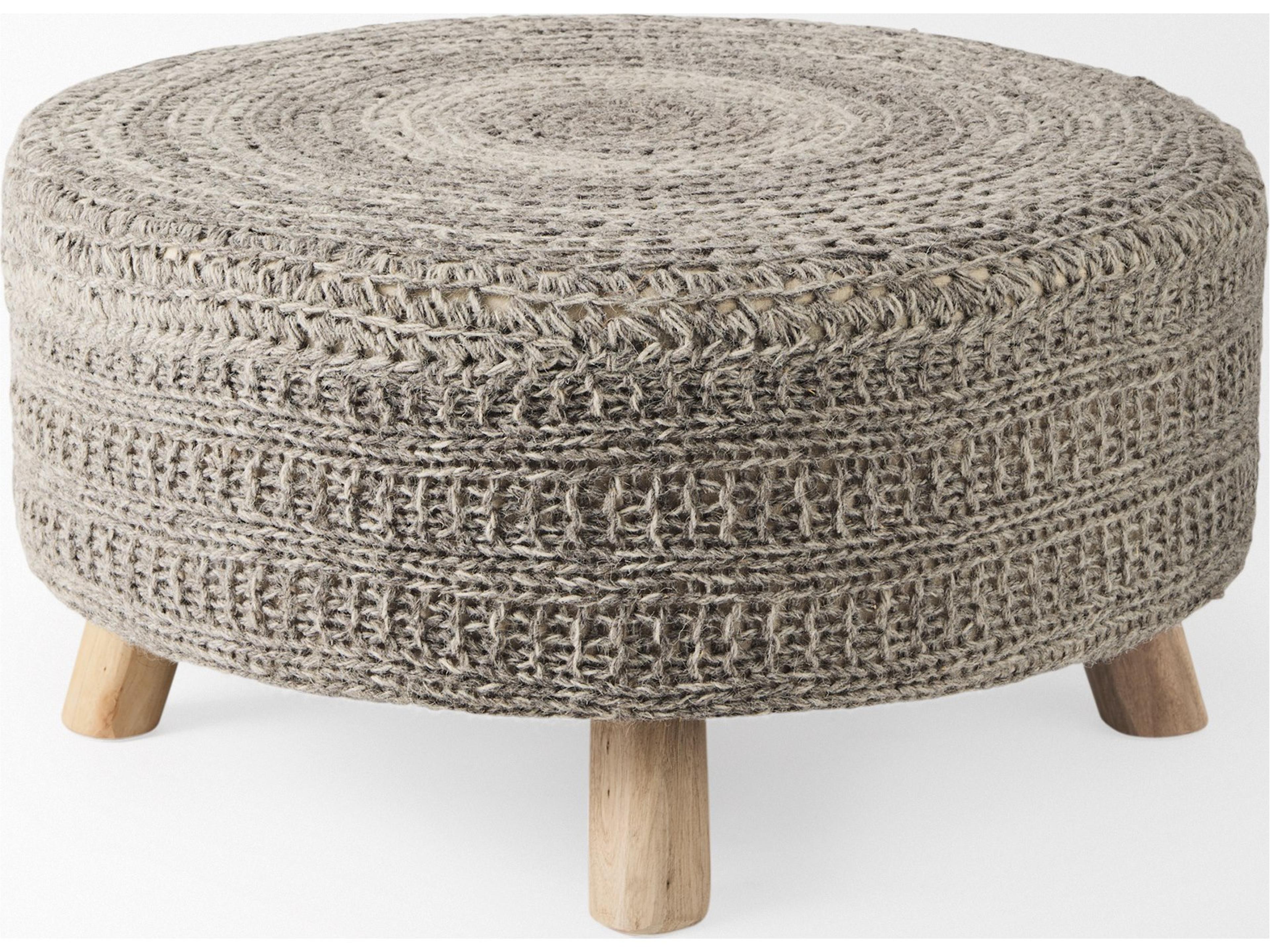 Mercana Bina 30.0L x 30.0W x 15.0H Dark Gray 4 Legged Wool Stool