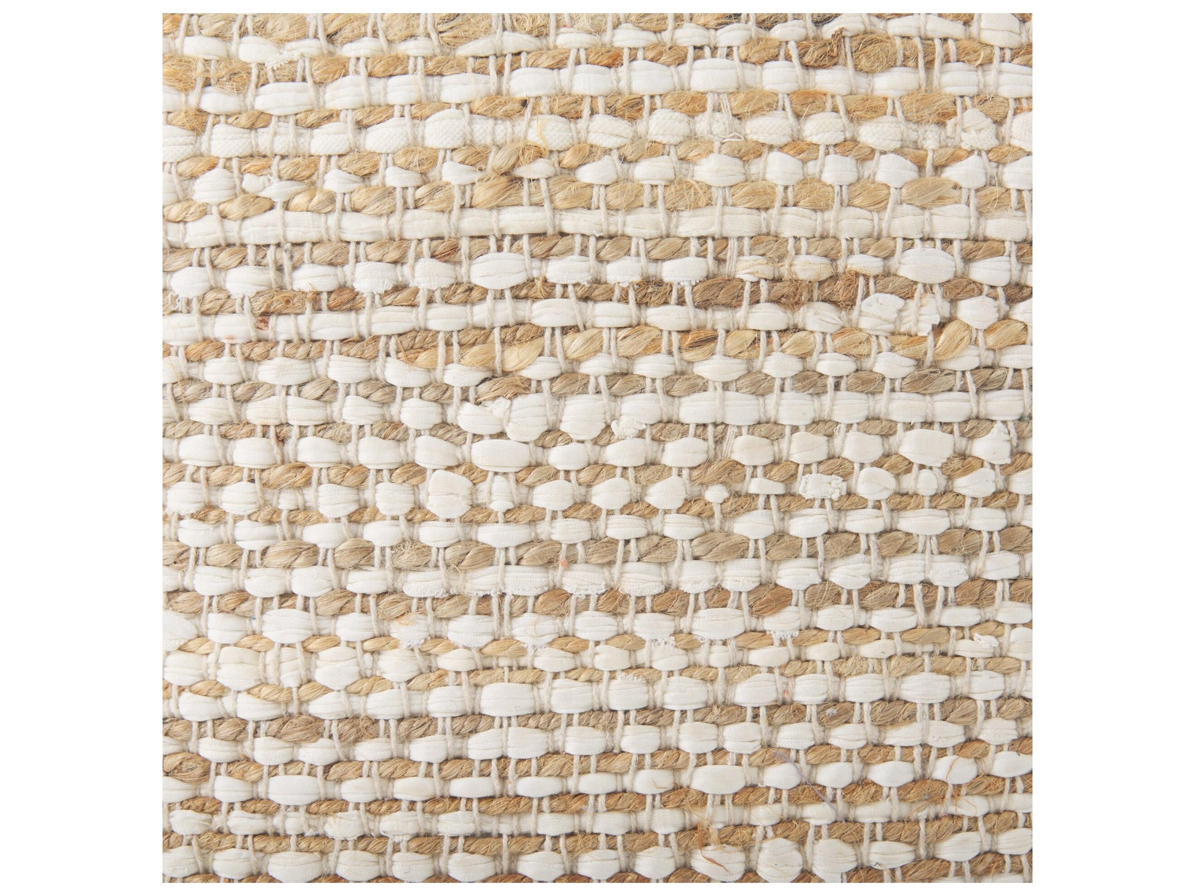 Mercana Ekani 16.0L x 16.0W x 16.0H Cream/Beige Cotton Pouf