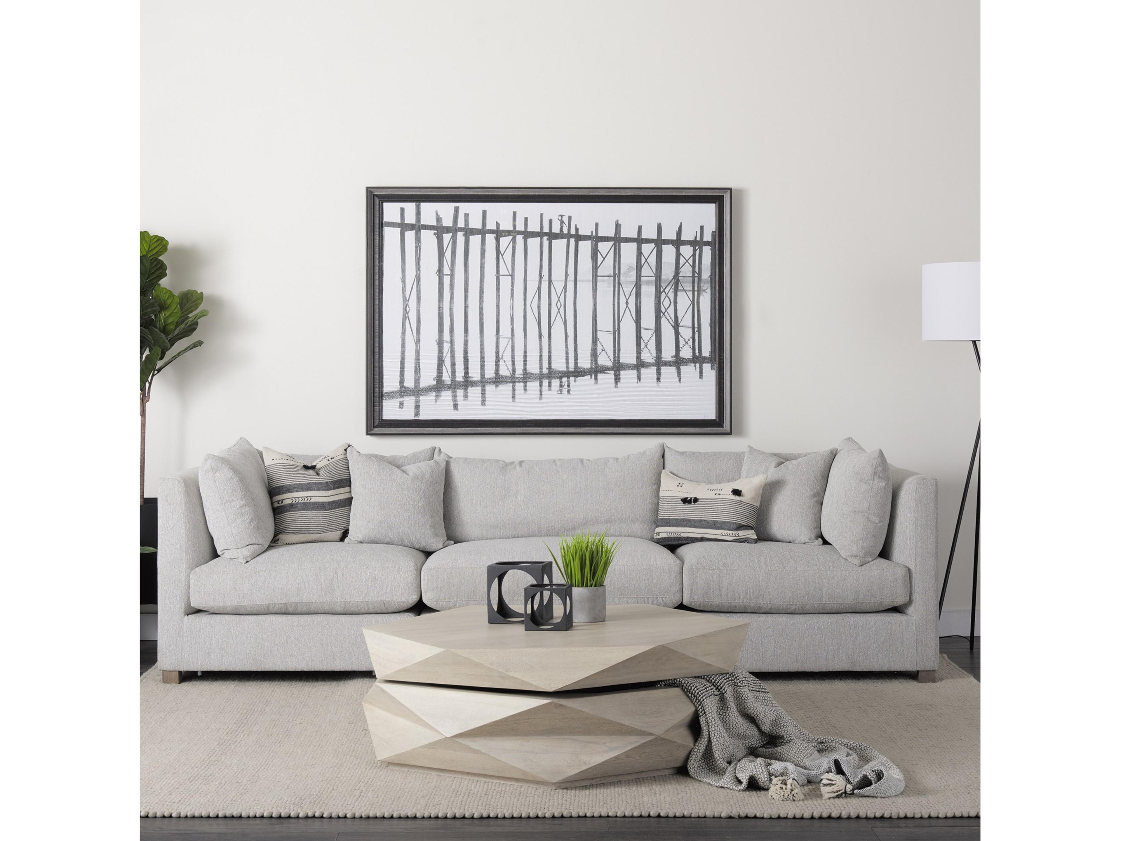 Mercana Arreto Natural Solid Wood Hexagonal Storage Coffee Table