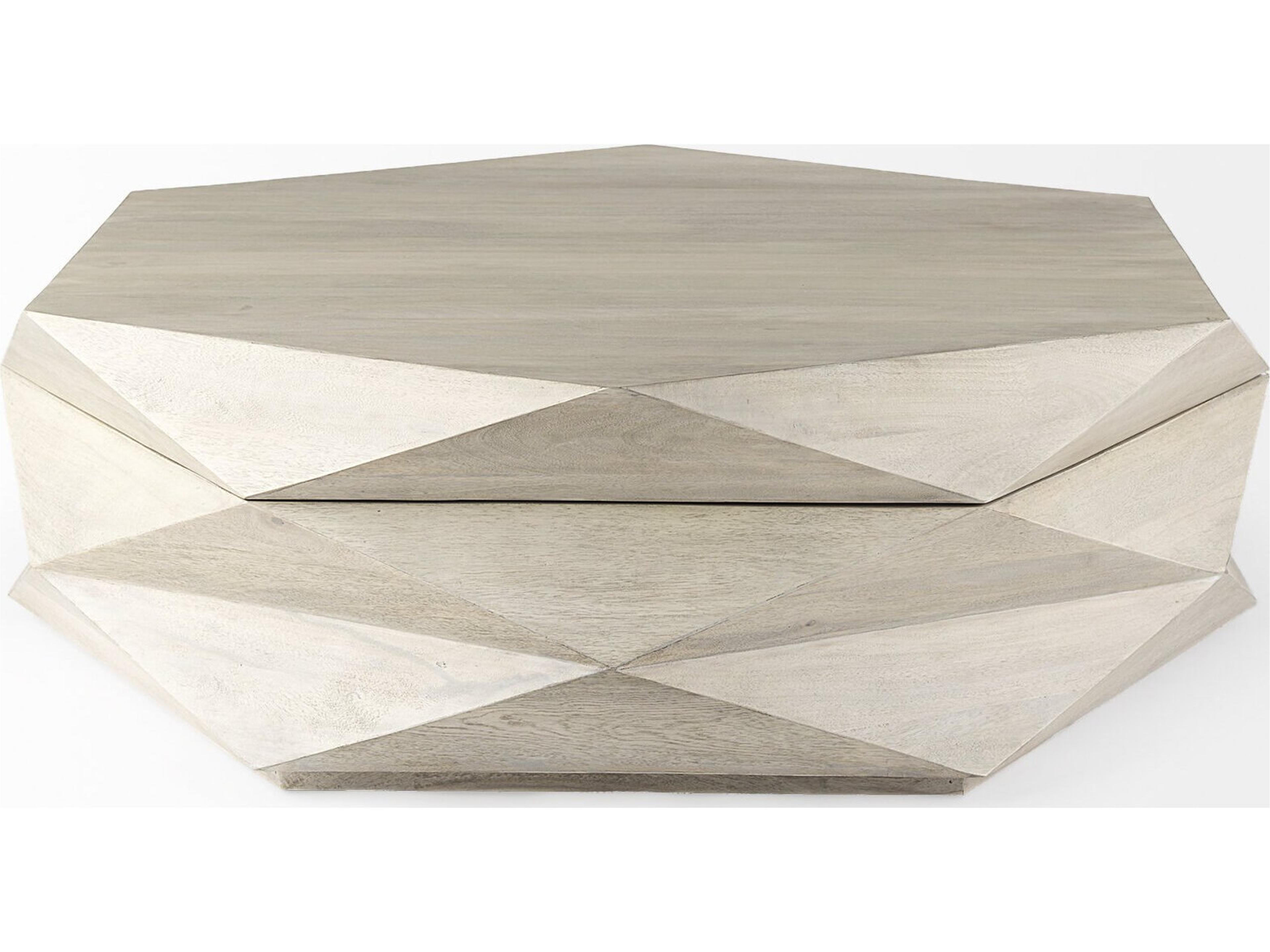 Mercana Arreto Natural Solid Wood Hexagonal Storage Coffee Table