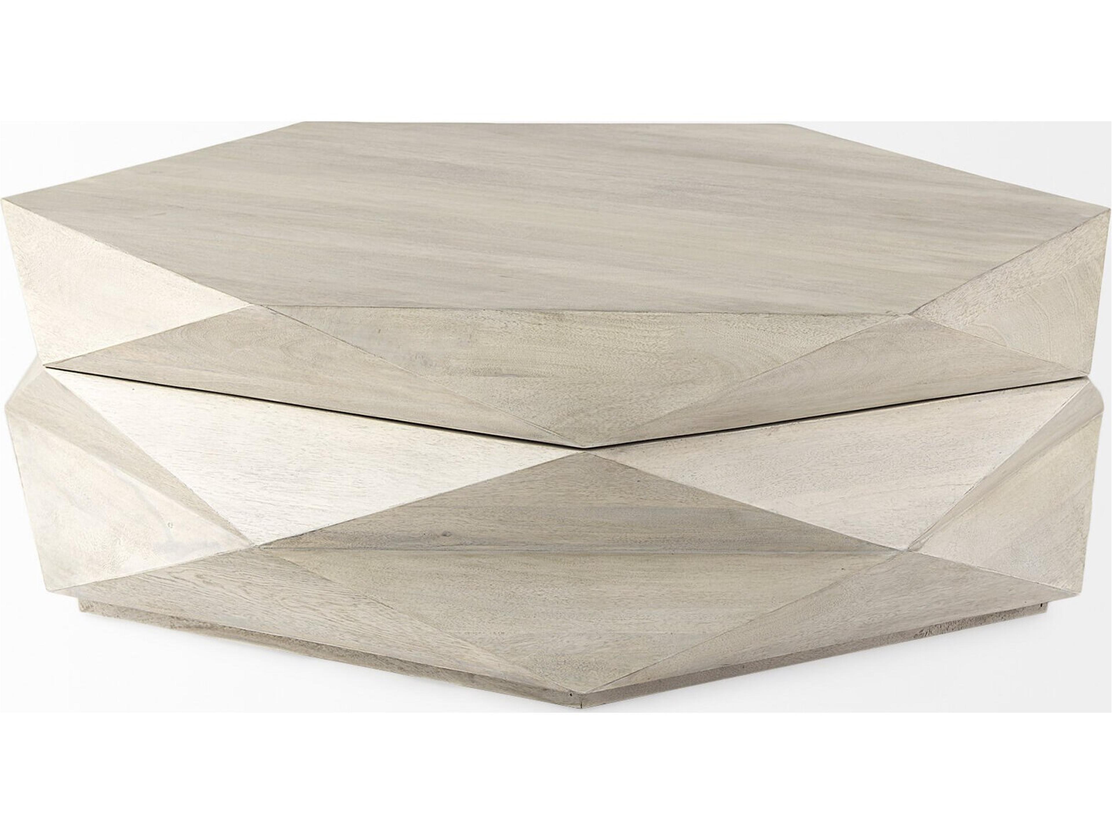 Mercana Arreto Natural Solid Wood Hexagonal Storage Coffee Table