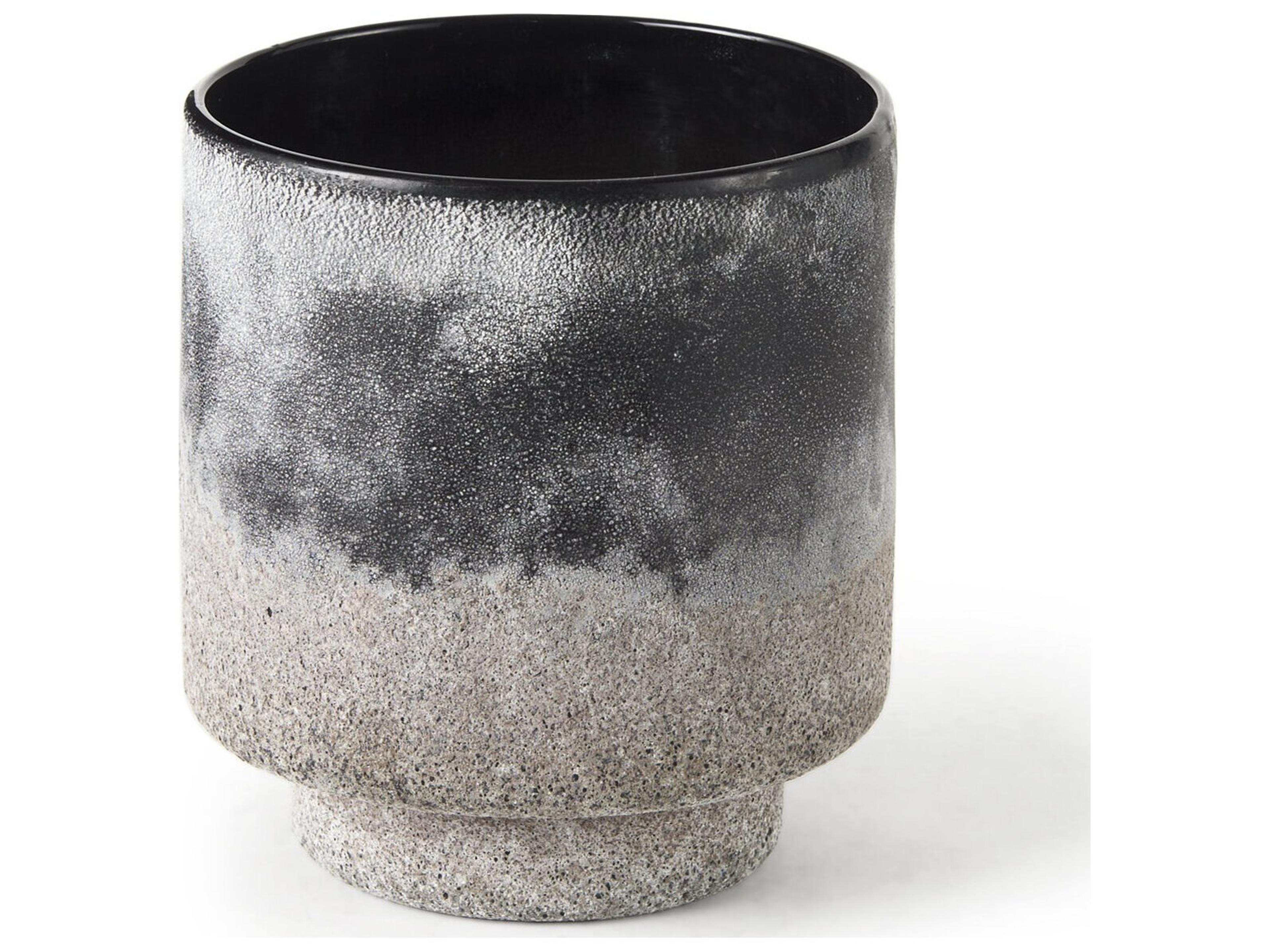 Squally 6.0L x 6.0W x 6.4H Black/Brown Glass Ombre Textured Small Vase