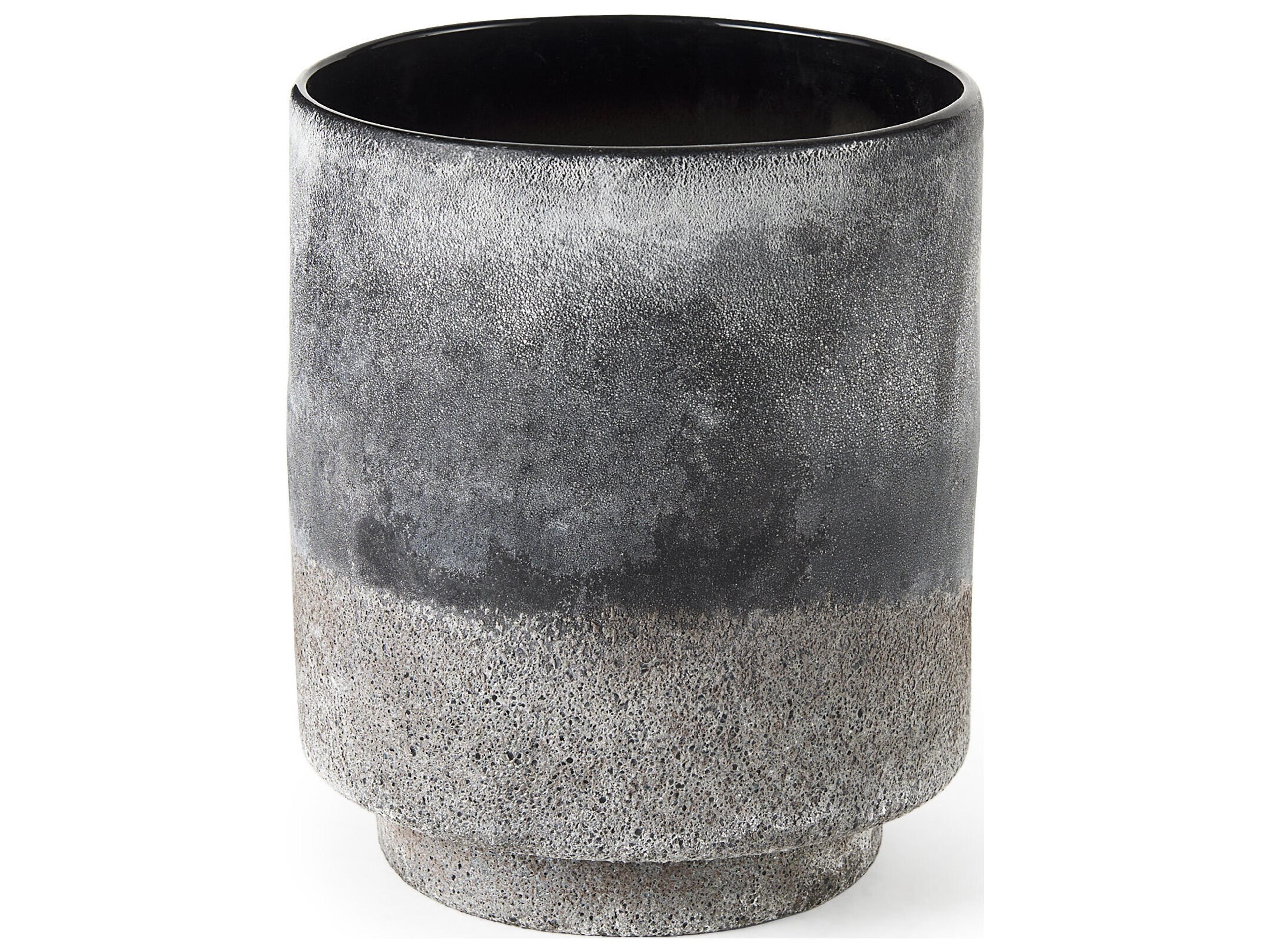 Squally 8.0L x 8.0W x 8.6H Black/Brown Glass Ombre Textured Vase