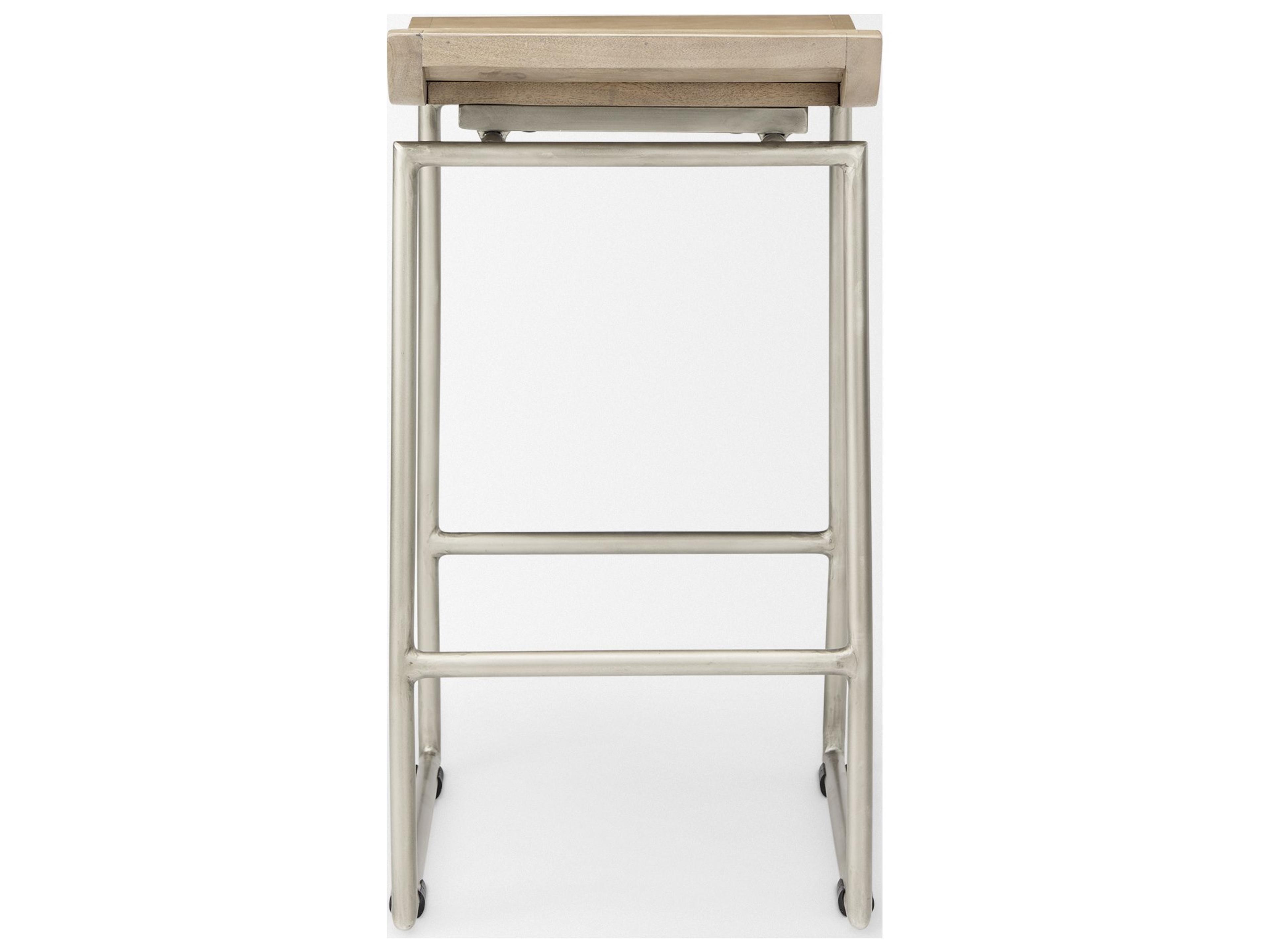 Mercana Givens 25.8"H Seat Height Brown Wood W/Silver Metal Frame Counterstool