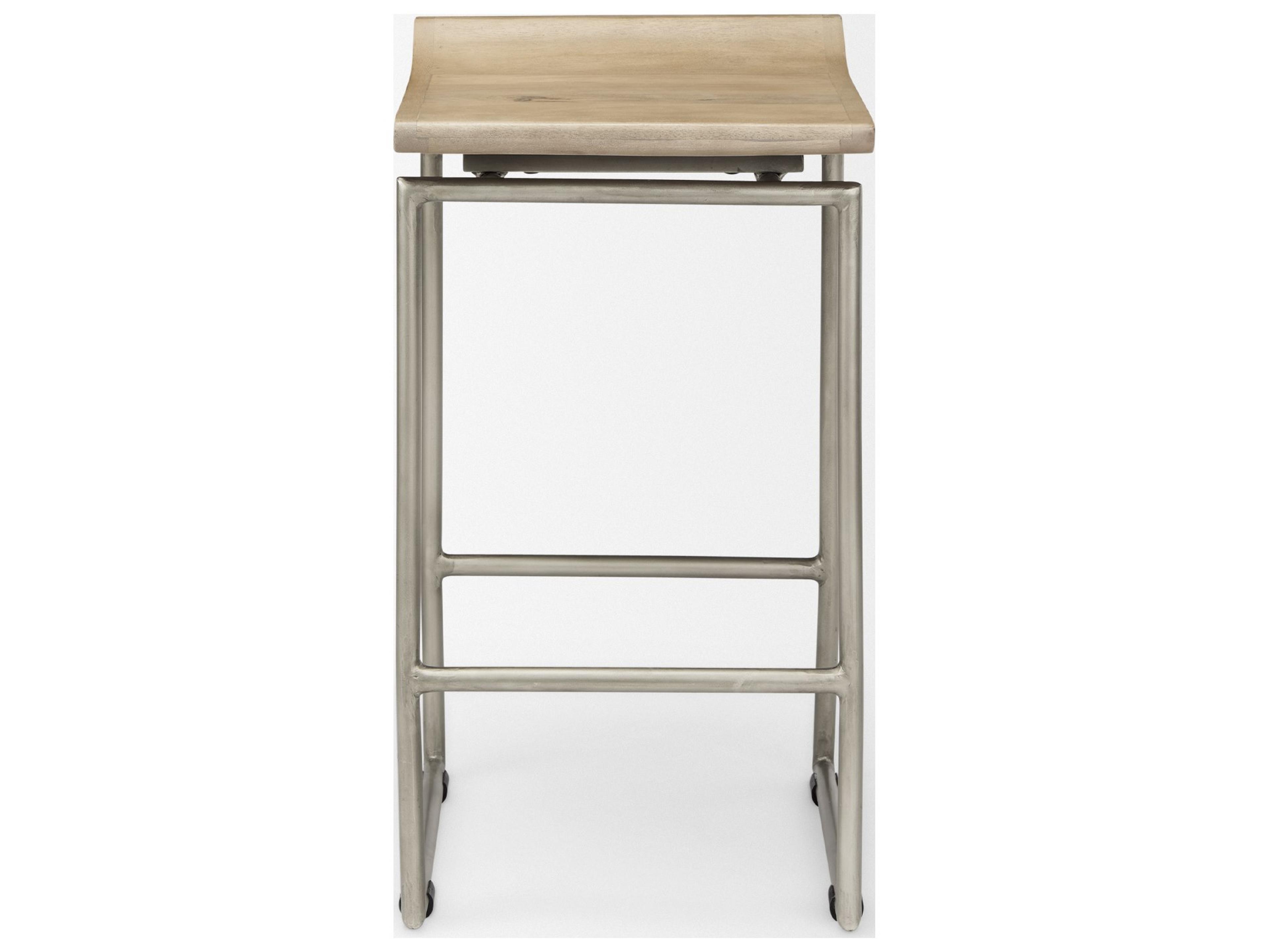Mercana Givens 25.8"H Seat Height Brown Wood W/Silver Metal Frame Counterstool
