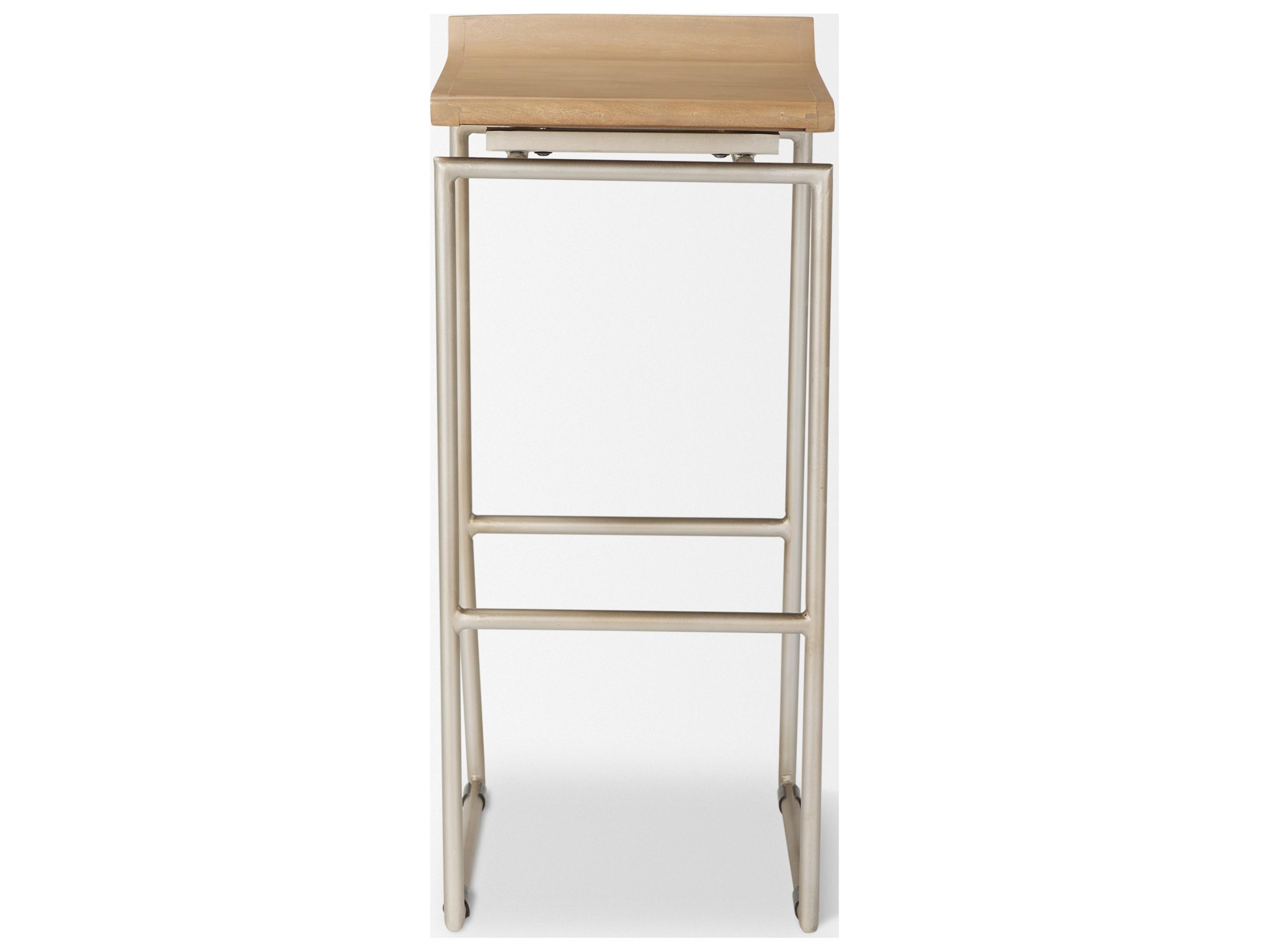 Mercana Givens 31.8"H Seat Height Brown Wood W/Silver Metal Frame Barstool