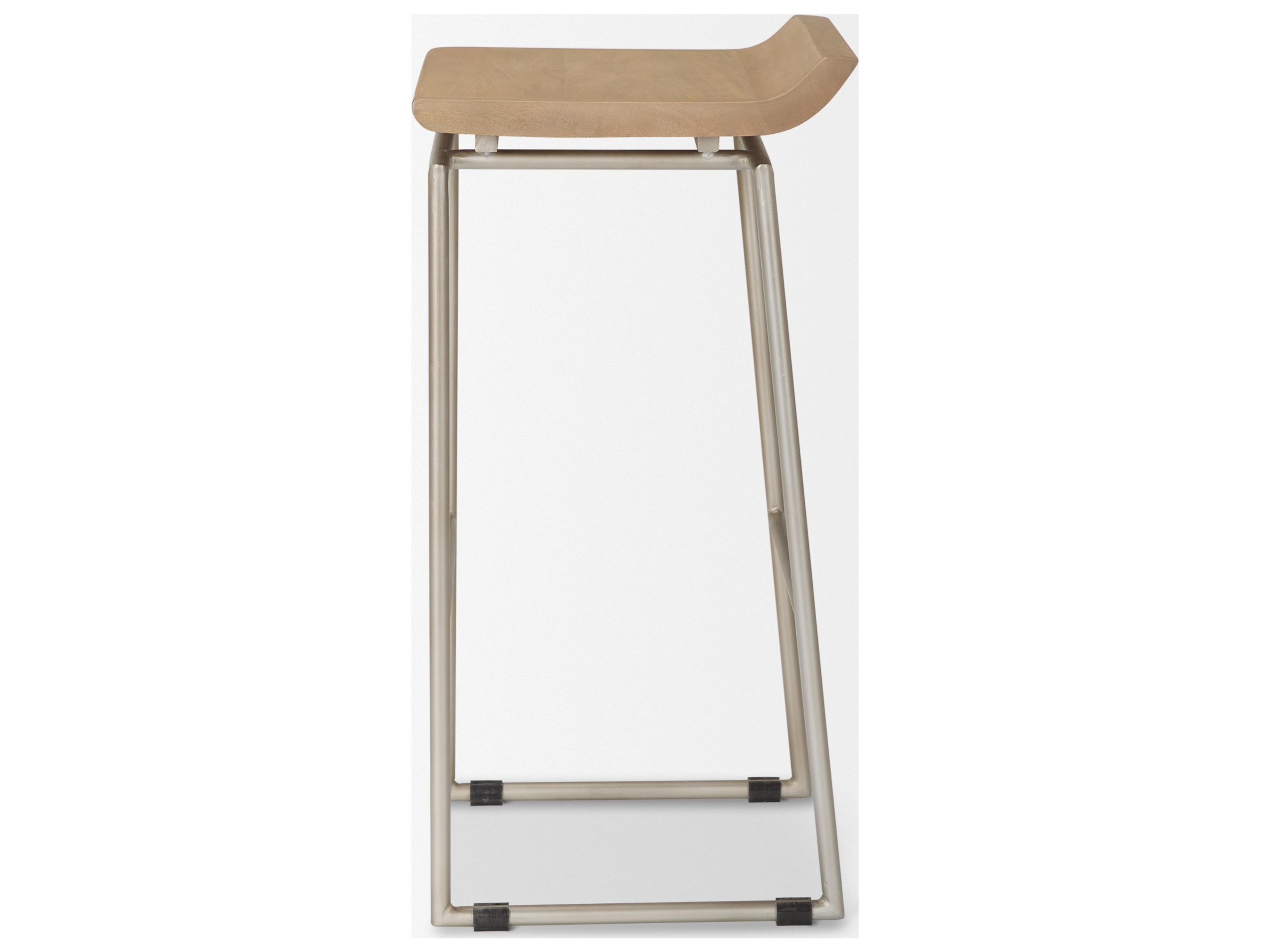 Mercana Givens 31.8"H Seat Height Brown Wood W/Silver Metal Frame Barstool
