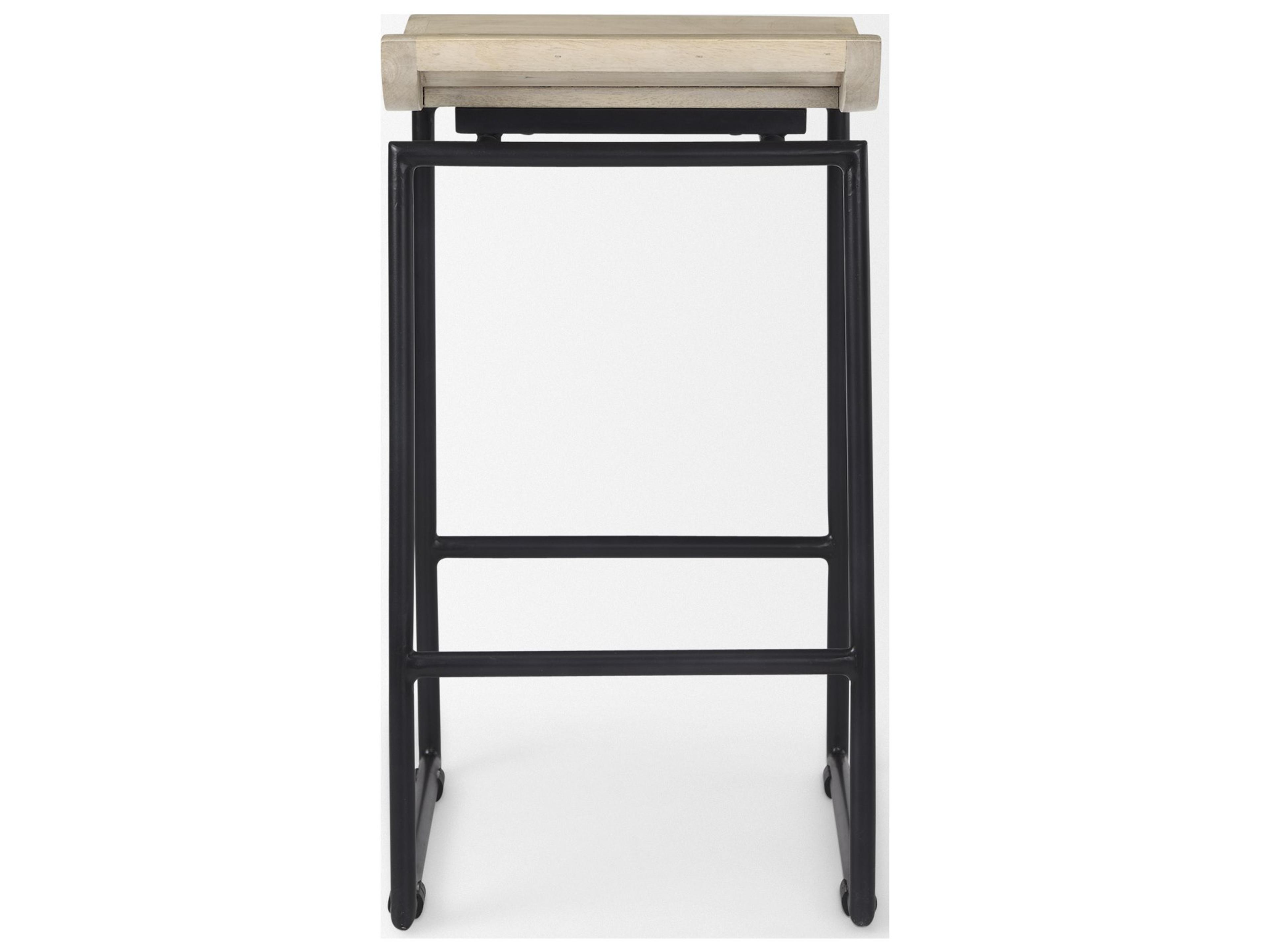Mercana Givens 25.8"H Seat Height Natural Wood W/Black Metal Counter Stool