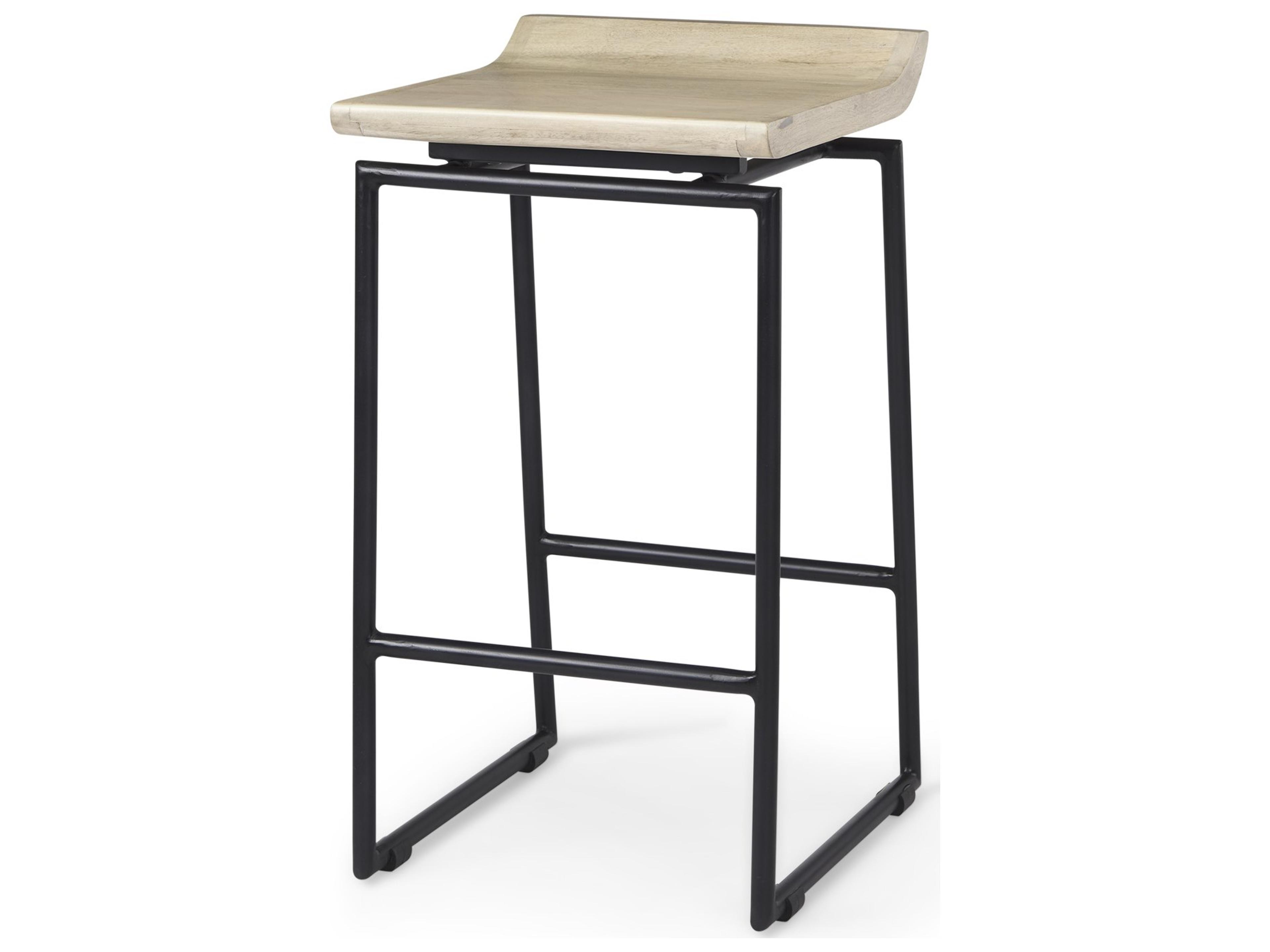 Givens 25.8"H Seat Height Natural Wood W/Black Metal Counter Stool