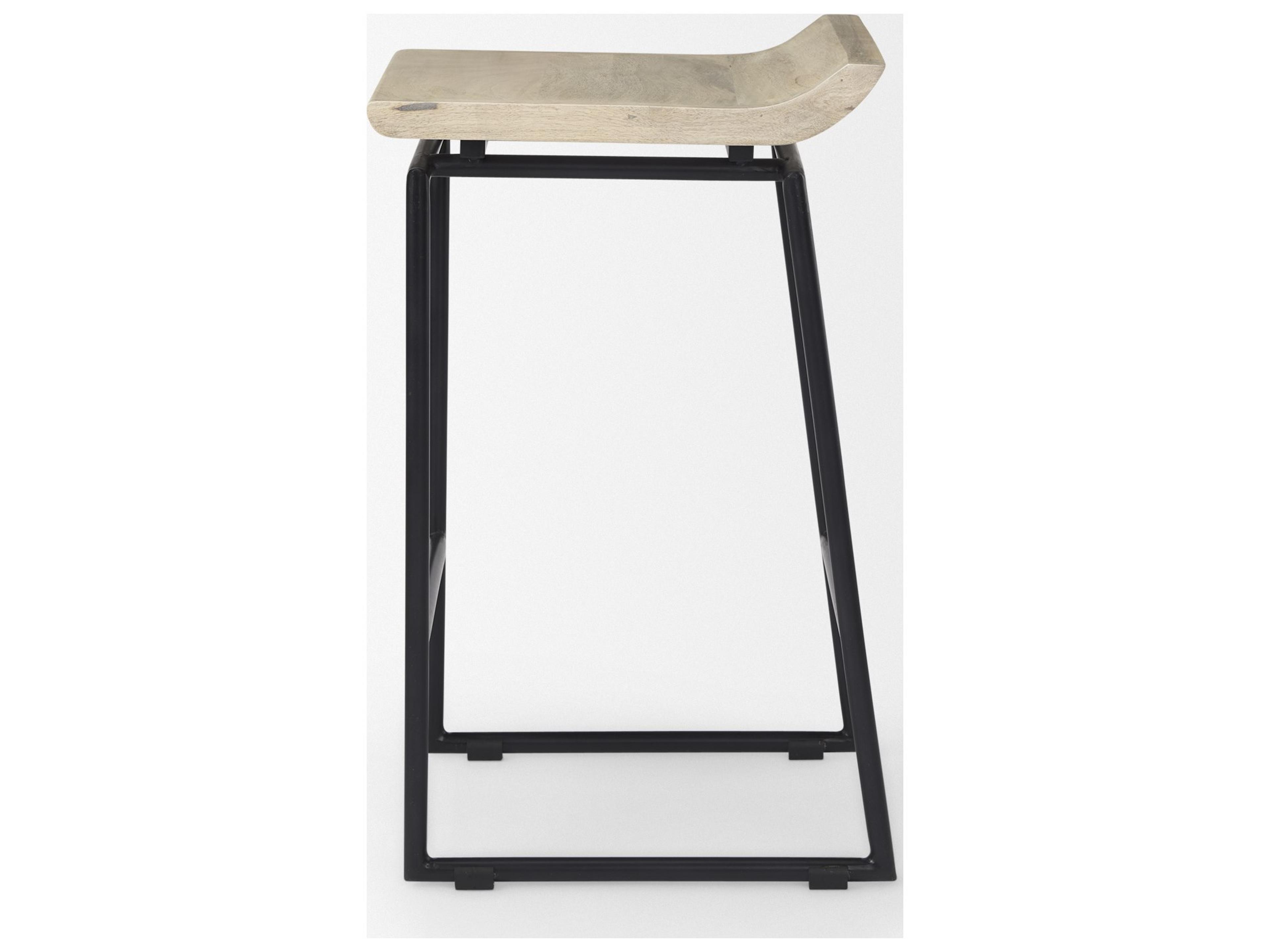 Mercana Givens 25.8"H Seat Height Natural Wood W/Black Metal Counter Stool