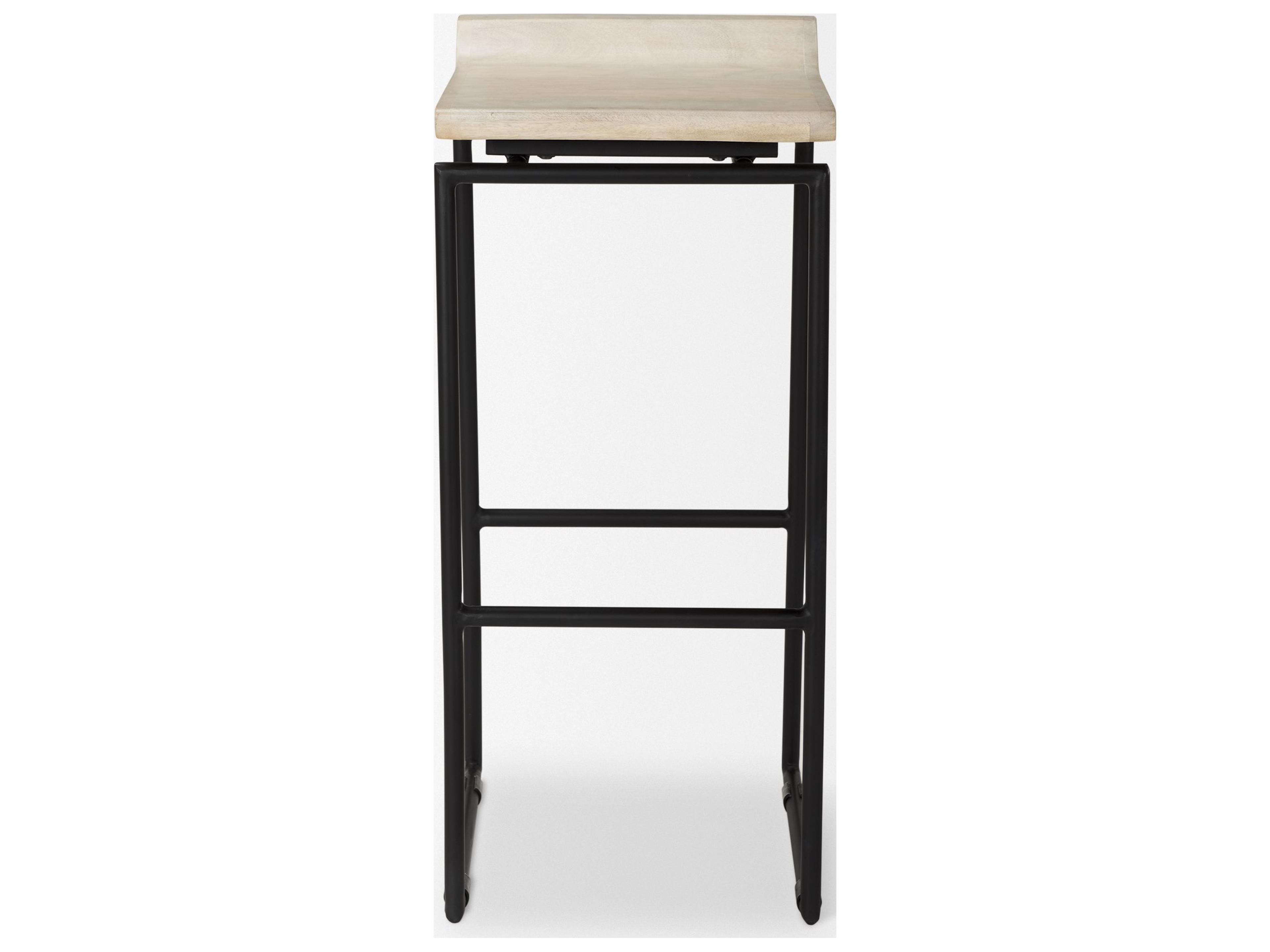 Mercana Givens 31.8"H Seat Height Natural Wood W/Black Metal Frame Bar Stool