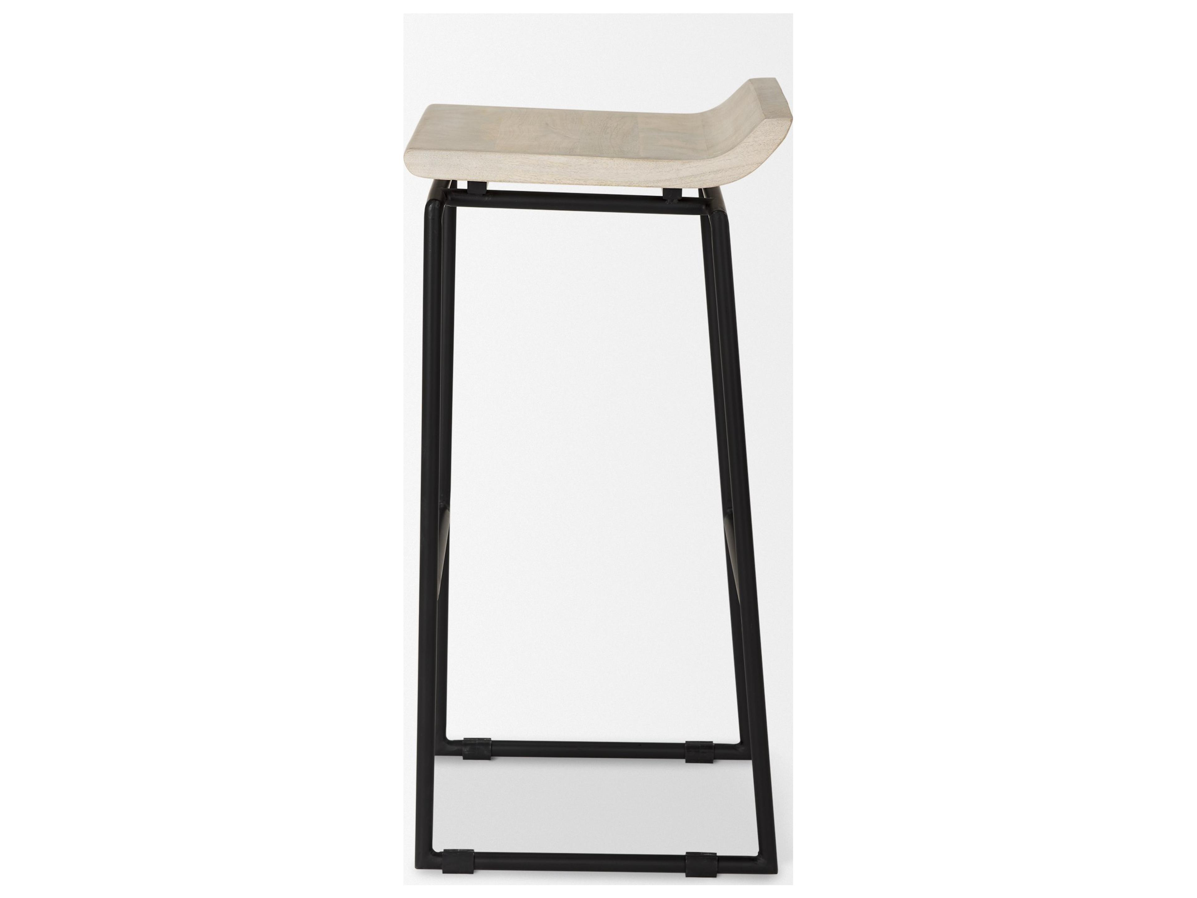 Mercana Givens 31.8"H Seat Height Natural Wood W/Black Metal Frame Bar Stool