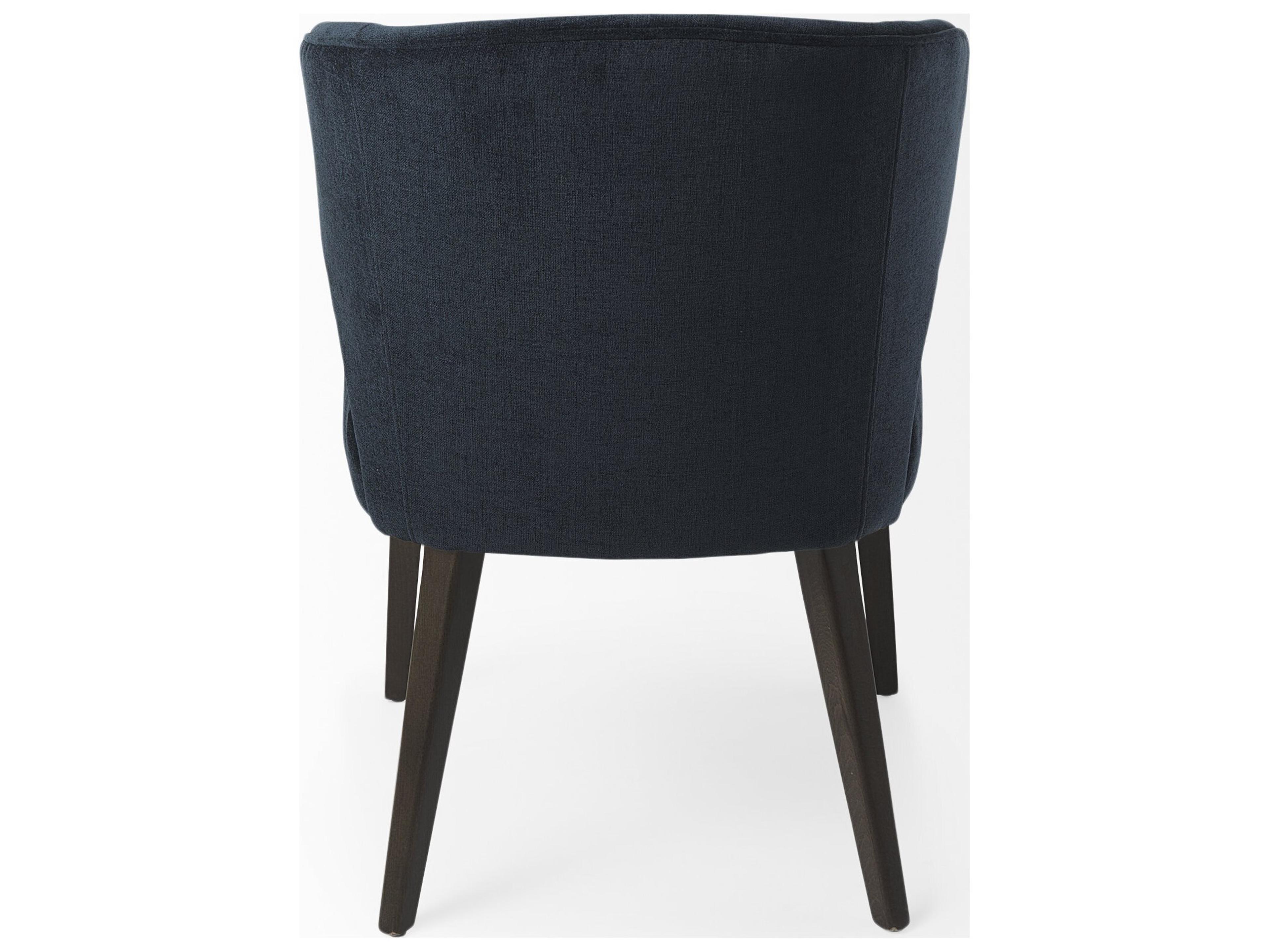 Mercana Niles 23.5L x 24.0W x 32.0H Navy Fabric Seat W/ Dark Brown Wooden Legs Wingback Dining Chair