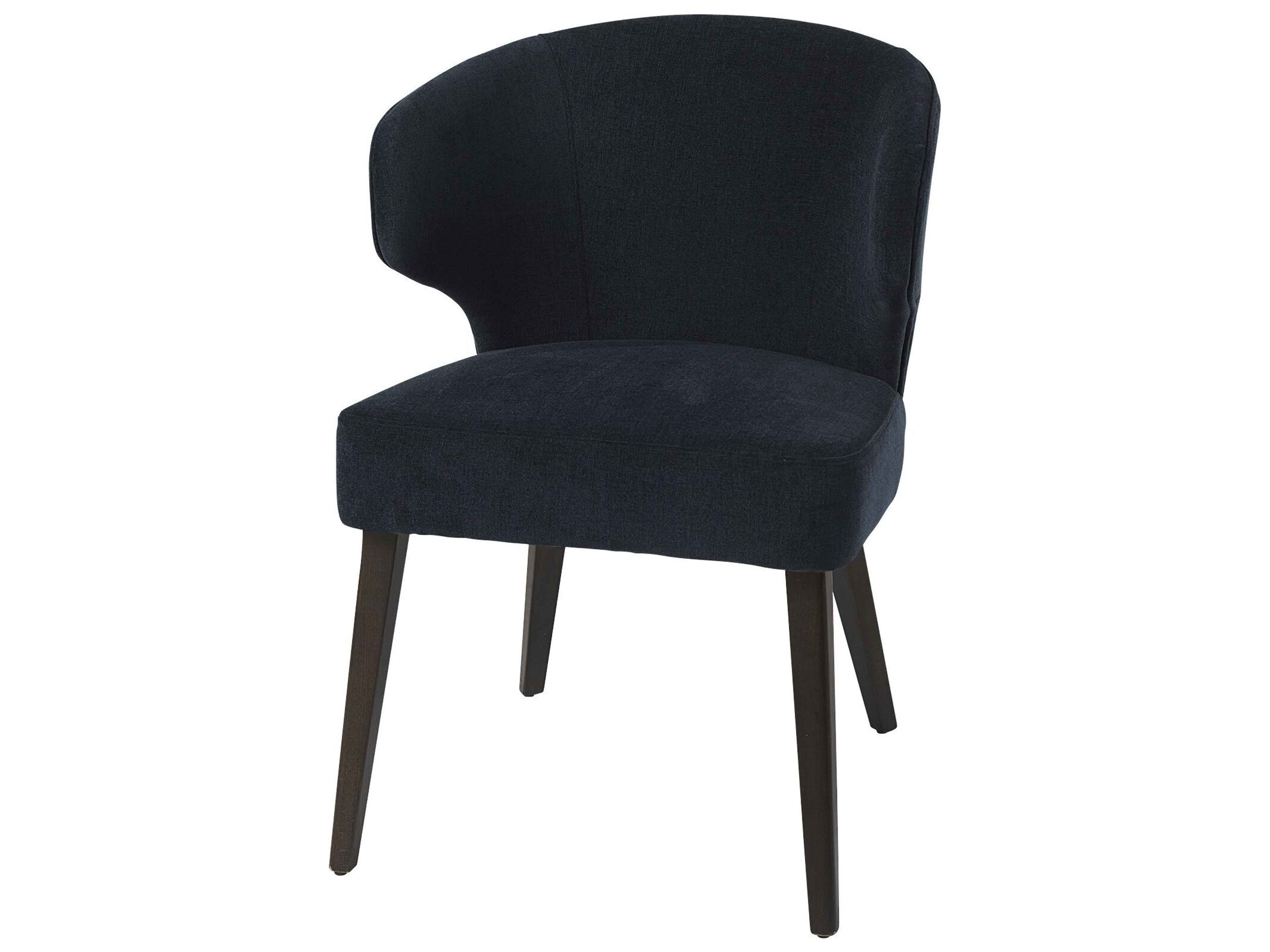 Niles 23.5L x 24.0W x 32.0H Navy Fabric Seat W/ Dark Brown Wooden Legs Wingback Dining Chair