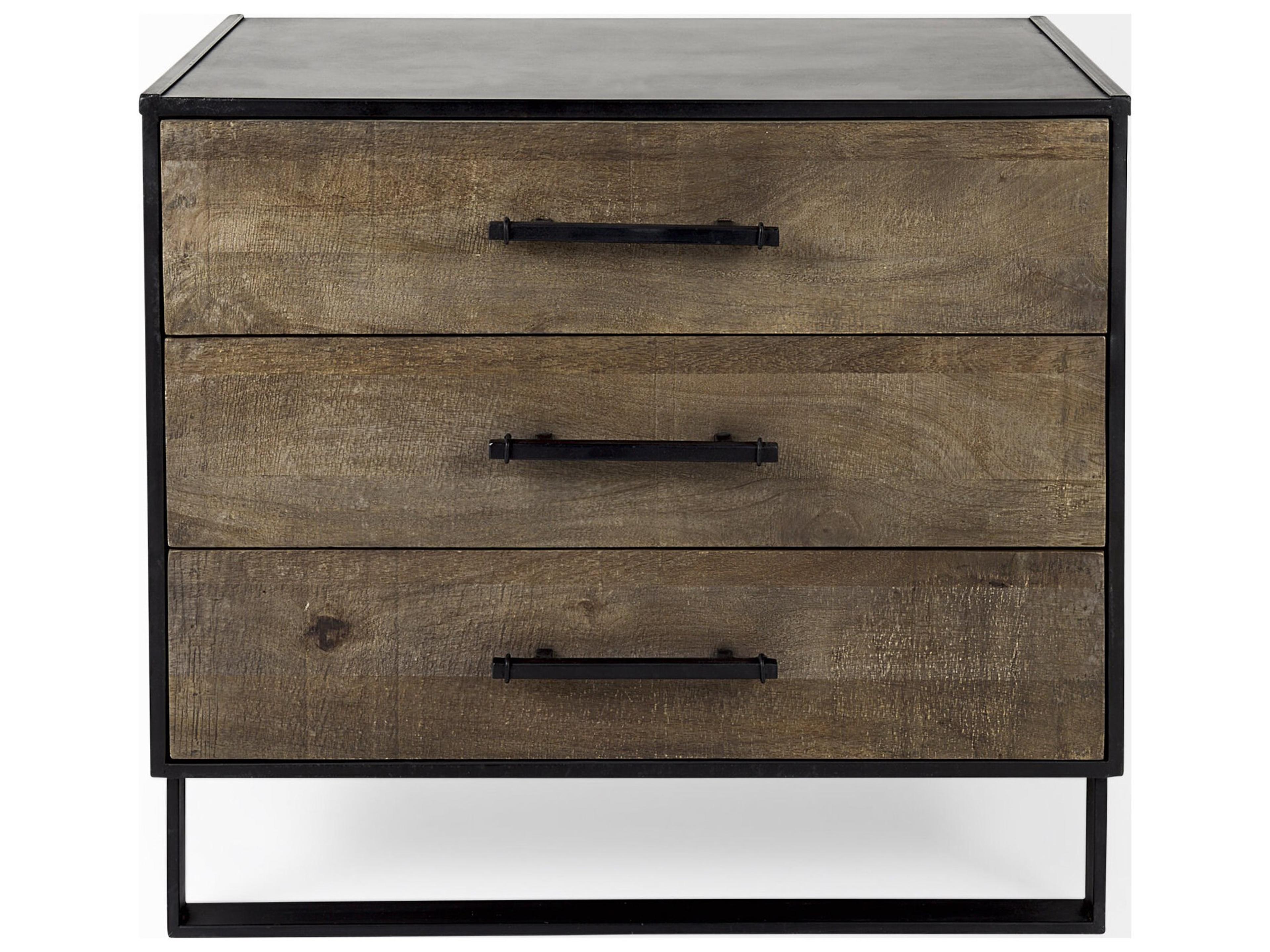 Mercana Alvin 34.5L x 21.5W x 30.0H Wood W/Metal Framing Accent Cabinet