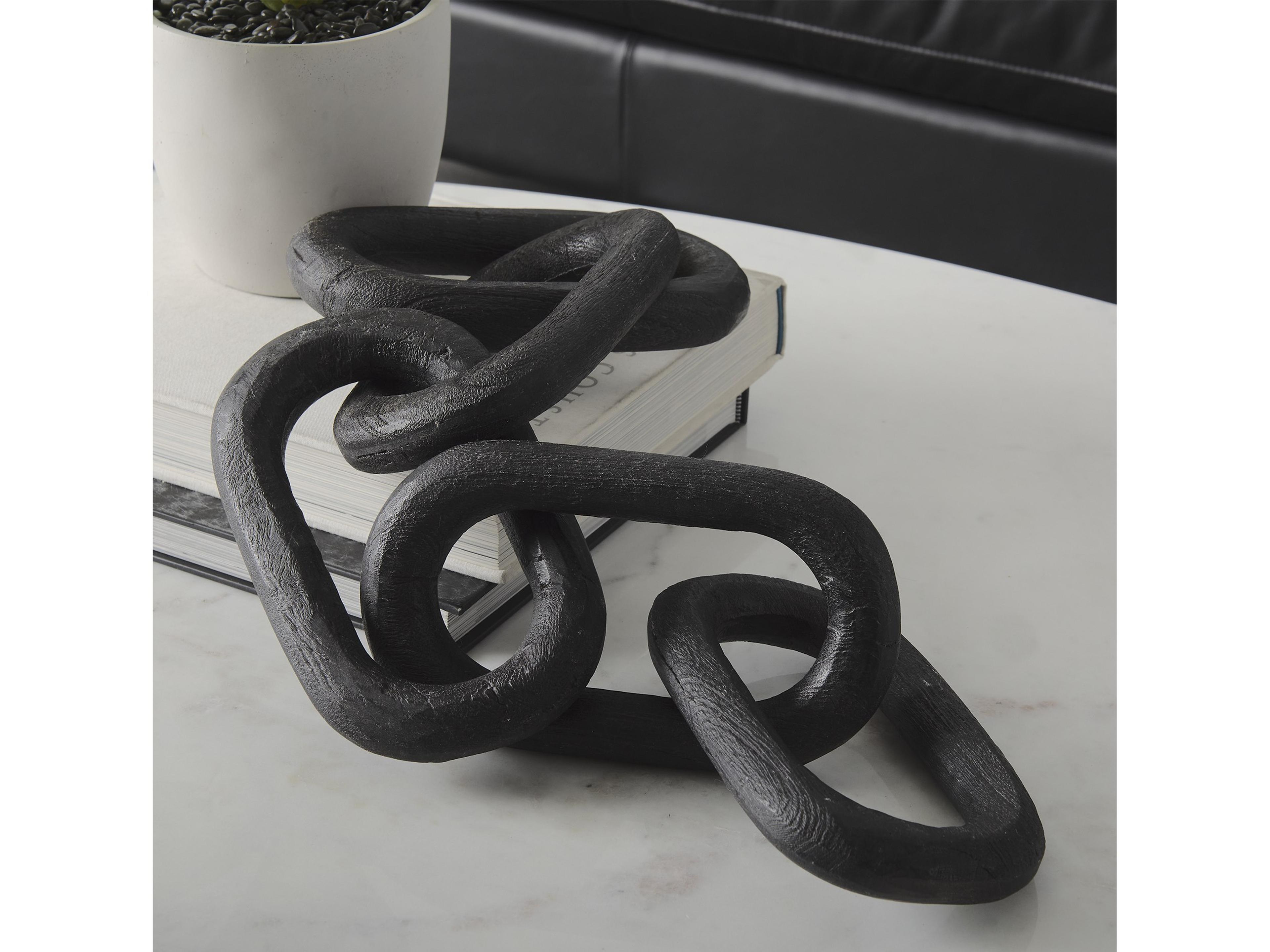 Mercana Alix 29.0L x 5.0W x 5.0H Black Wood Link Chain Decorative Object